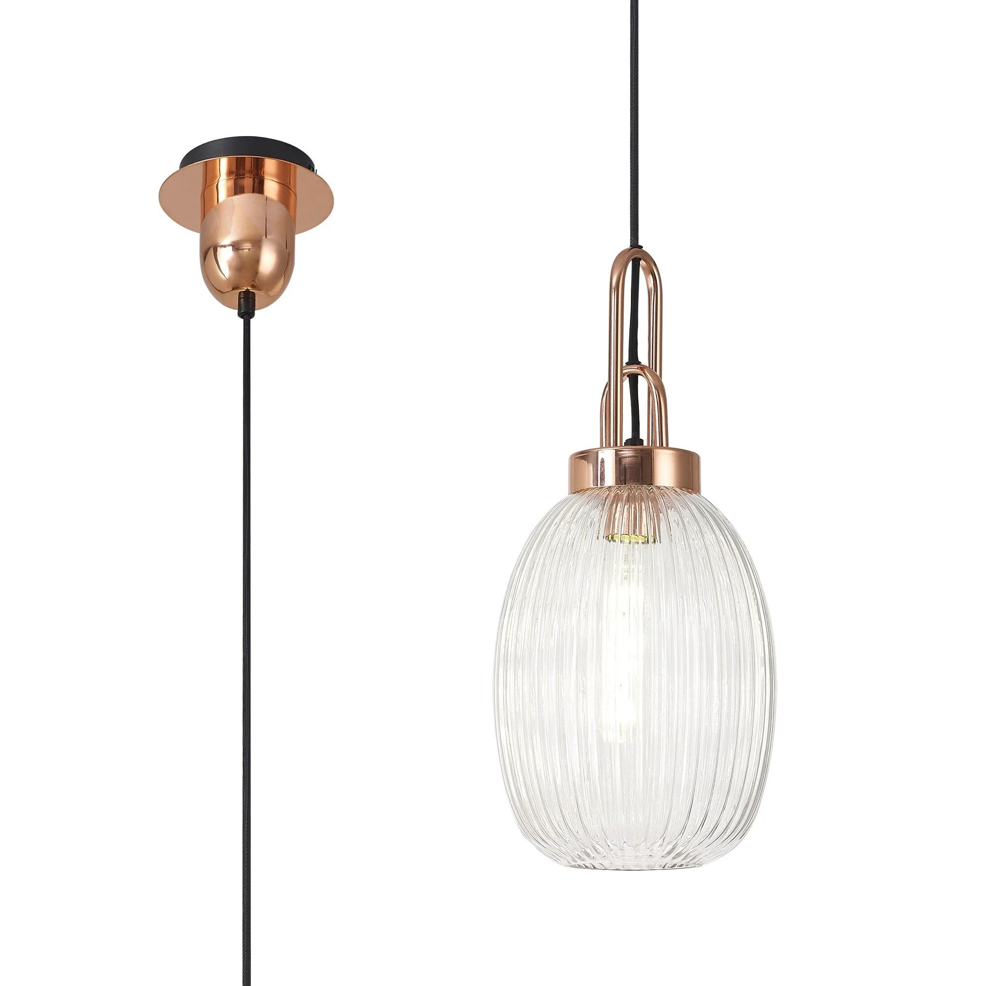 Cadiz 1 Light Pendant With 20cm Almond Ribbed Glass - Various Colour Range - Image 39