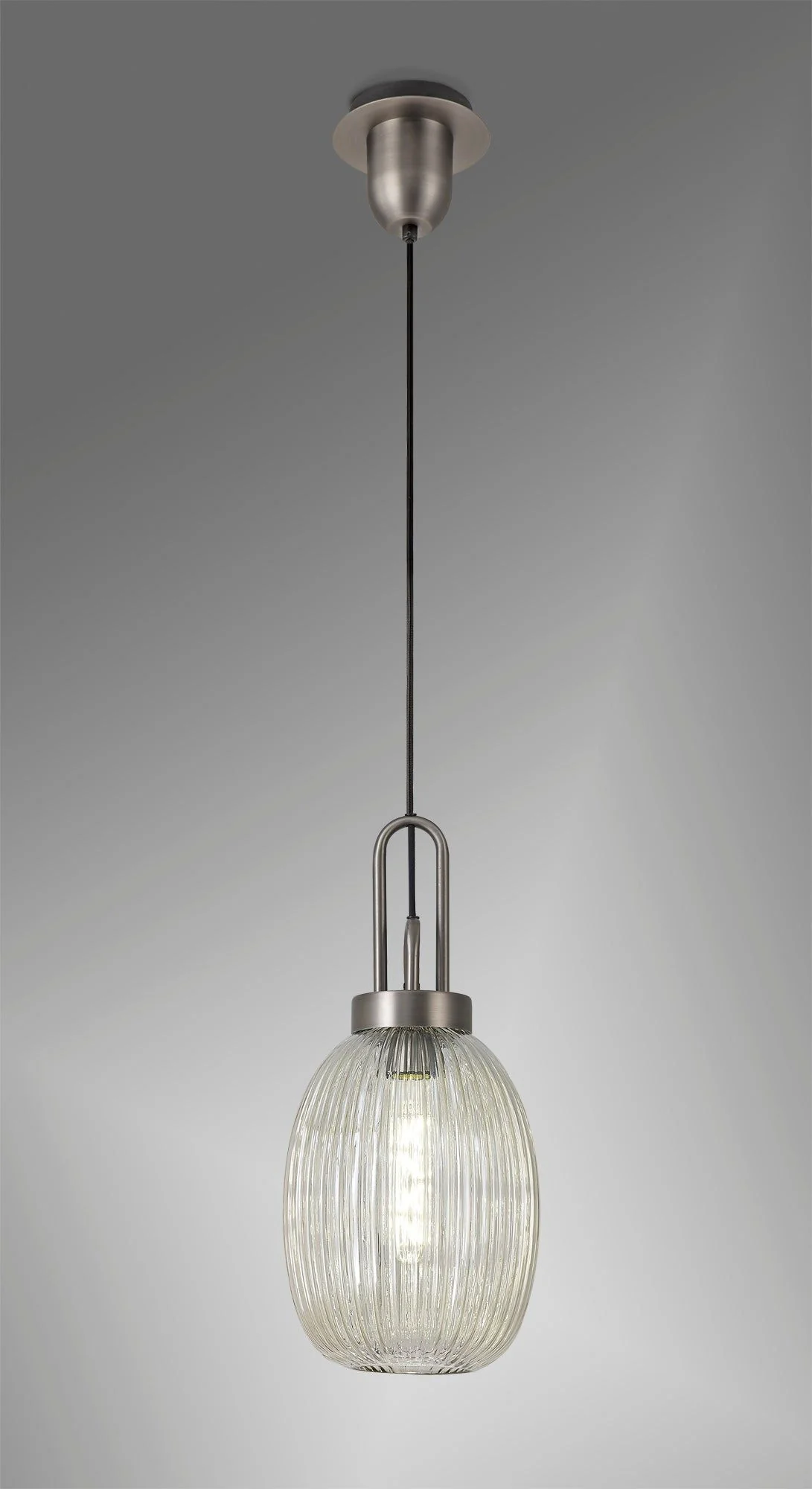 Cadiz 1 Light Pendant With 20cm Almond Ribbed Glass - Various Colour Range - Image 4