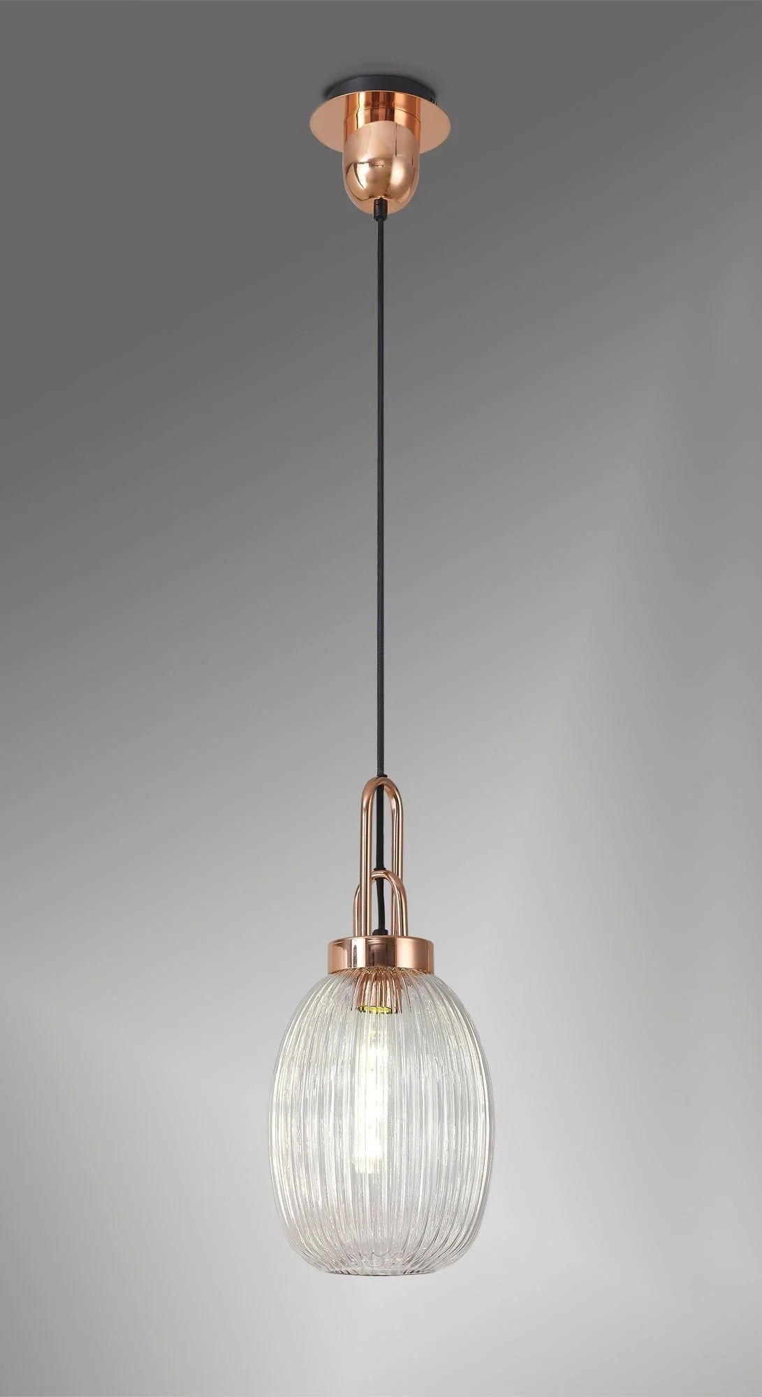 Cadiz 1 Light Pendant With 20cm Almond Ribbed Glass - Various Colour Range - Image 40