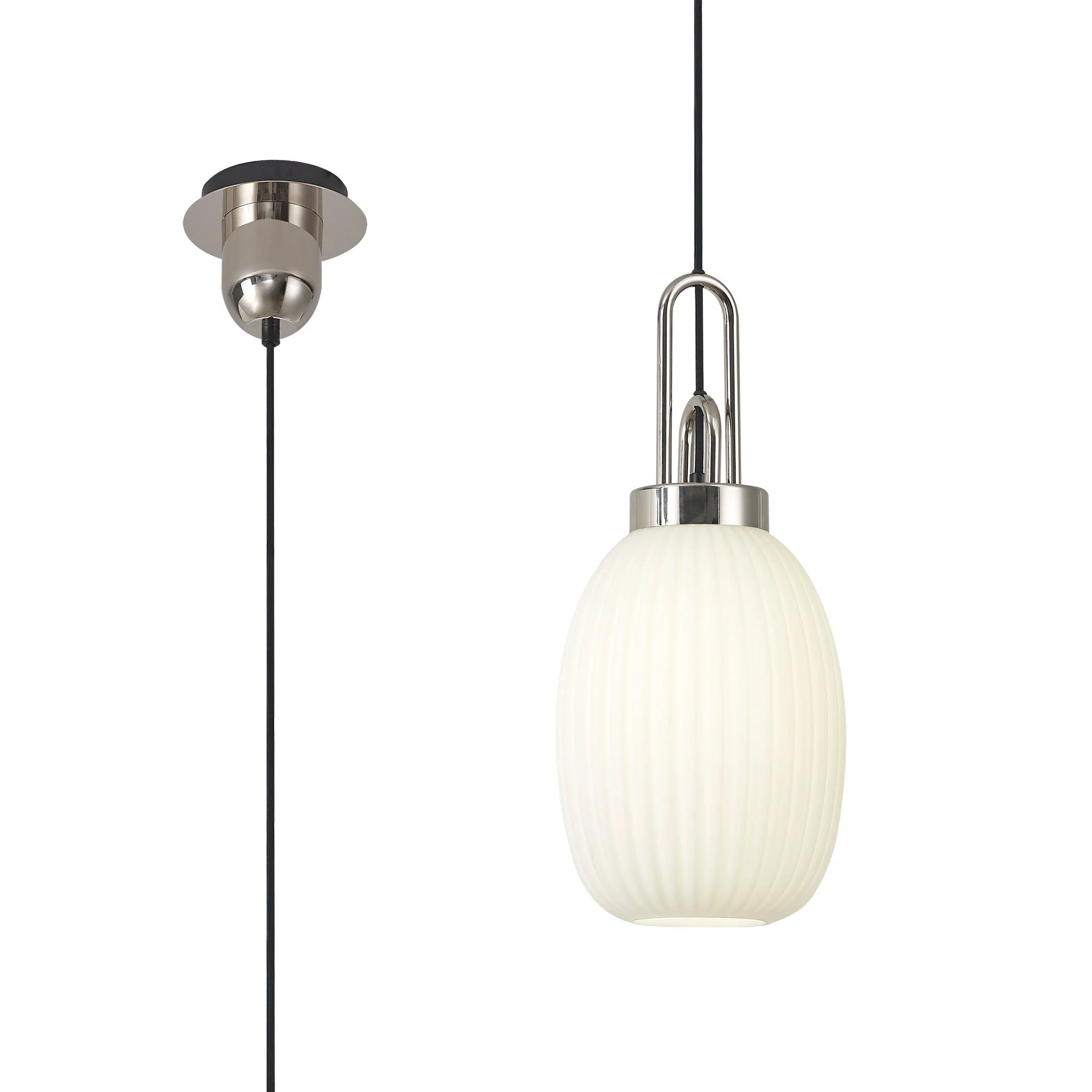 Cadiz 1 Light Pendant With 20cm Almond Ribbed Glass - Various Colour Range - Image 41