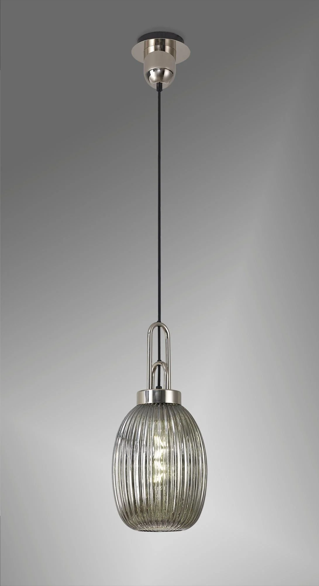 Cadiz 1 Light Pendant With 20cm Almond Ribbed Glass - Various Colour Range - Image 46