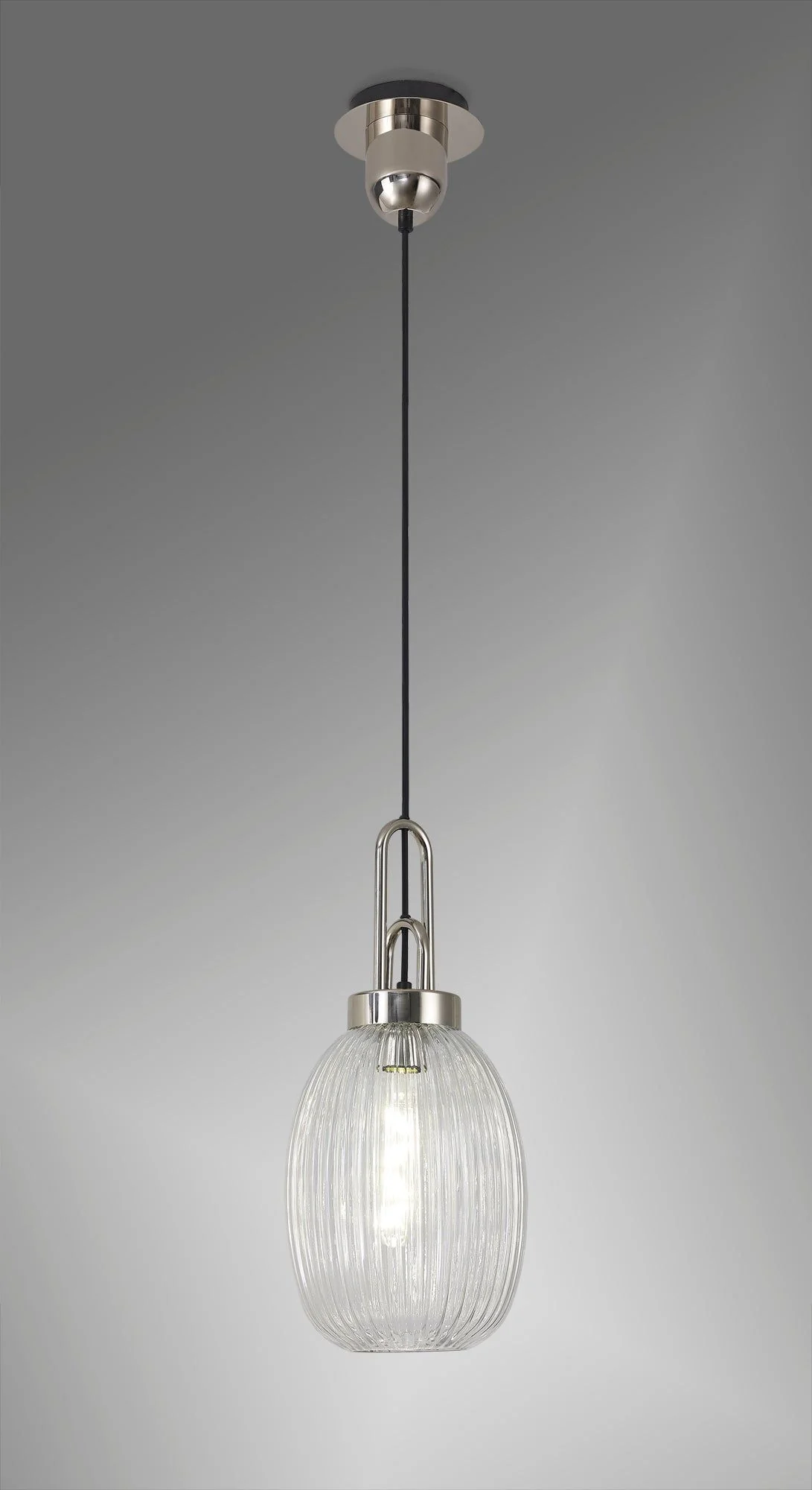 Cadiz 1 Light Pendant With 20cm Almond Ribbed Glass - Various Colour Range - Image 48