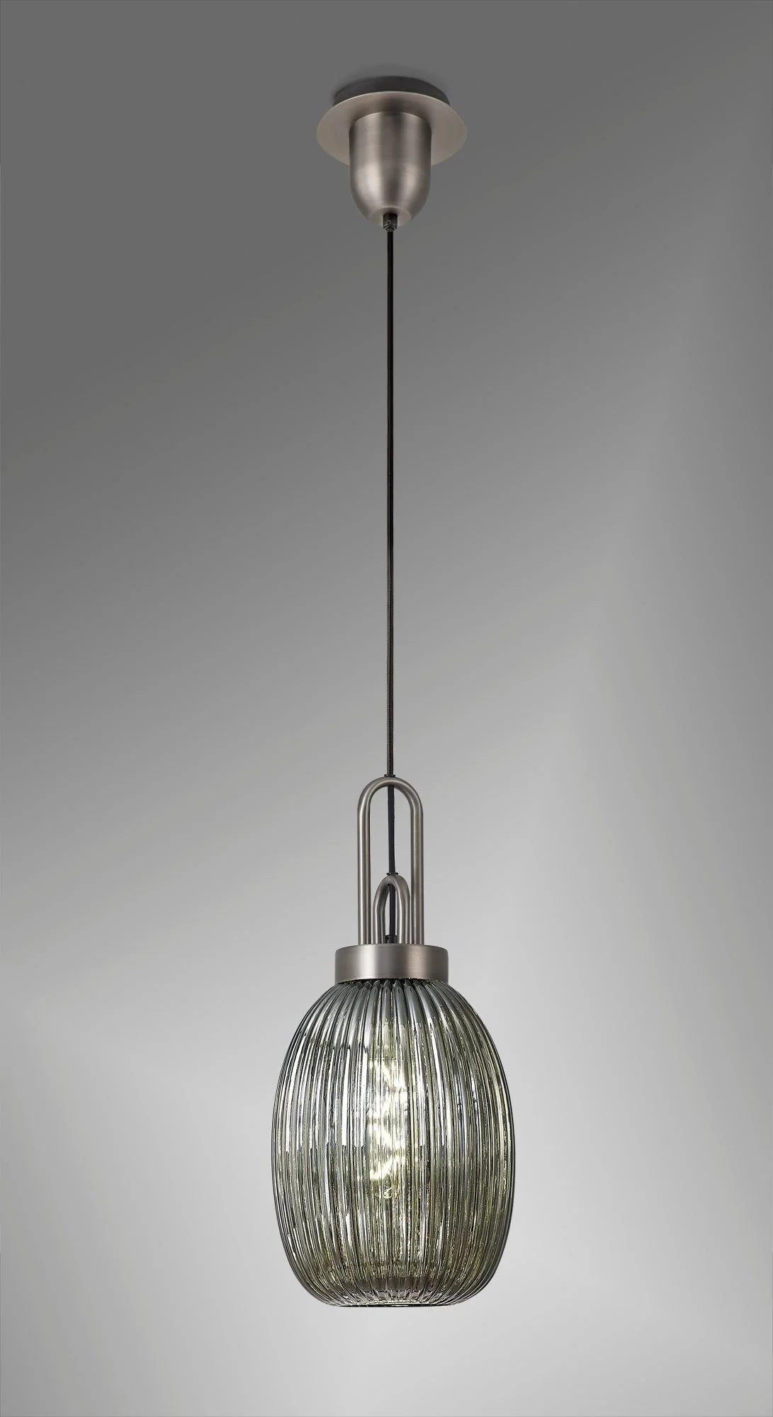 Cadiz 1 Light Pendant With 20cm Almond Ribbed Glass - Various Colour Range - Image 6