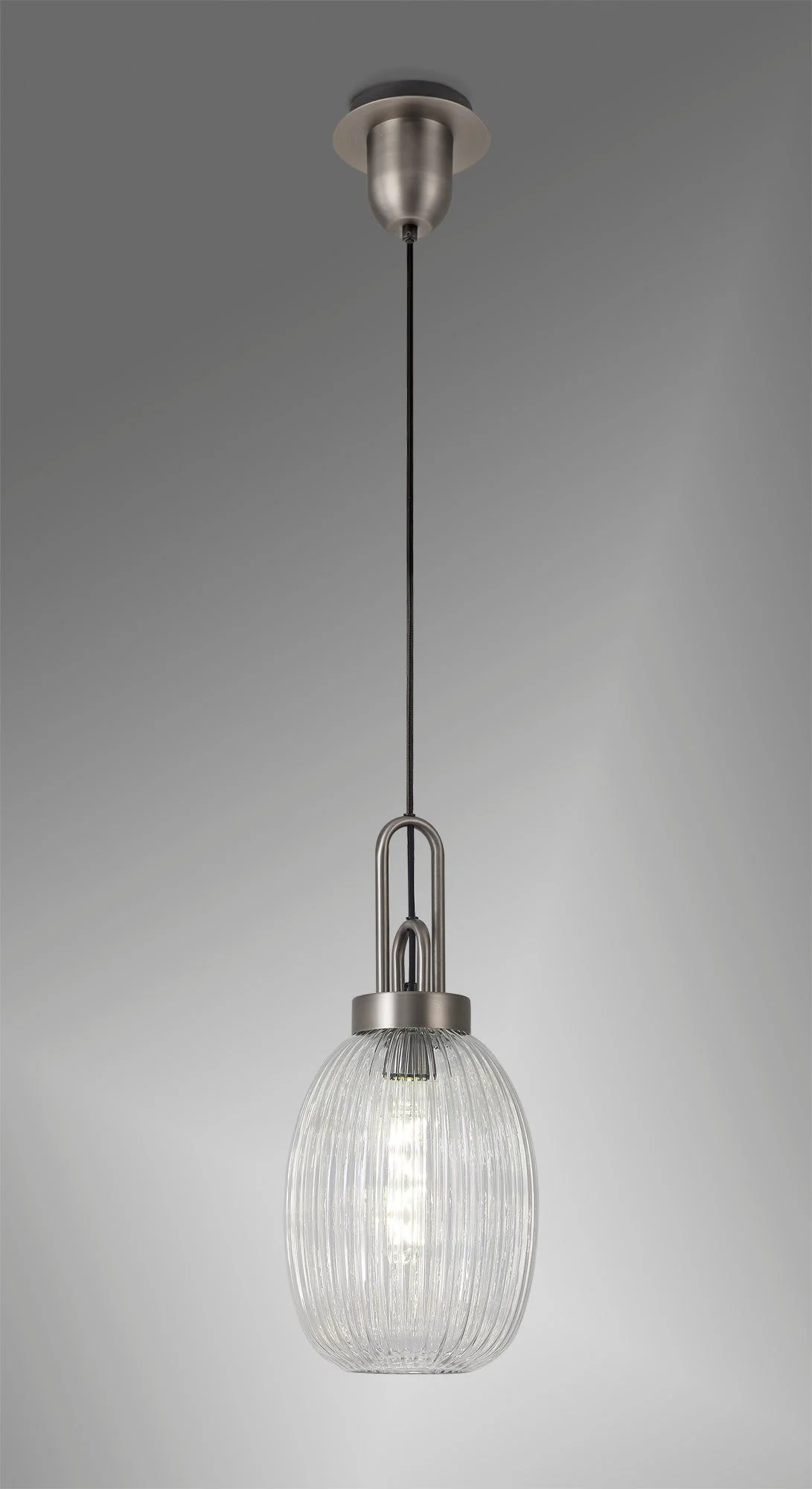 Cadiz 1 Light Pendant With 20cm Almond Ribbed Glass - Various Colour Range - Image 8