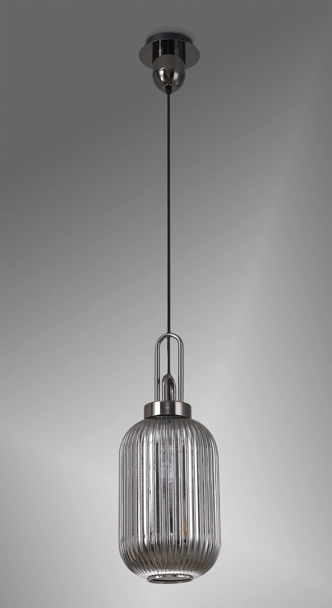 Cadiz 1 Light Pendant With 20cm Tubular Ribbed Glass -  Various Colour Range - Image 12