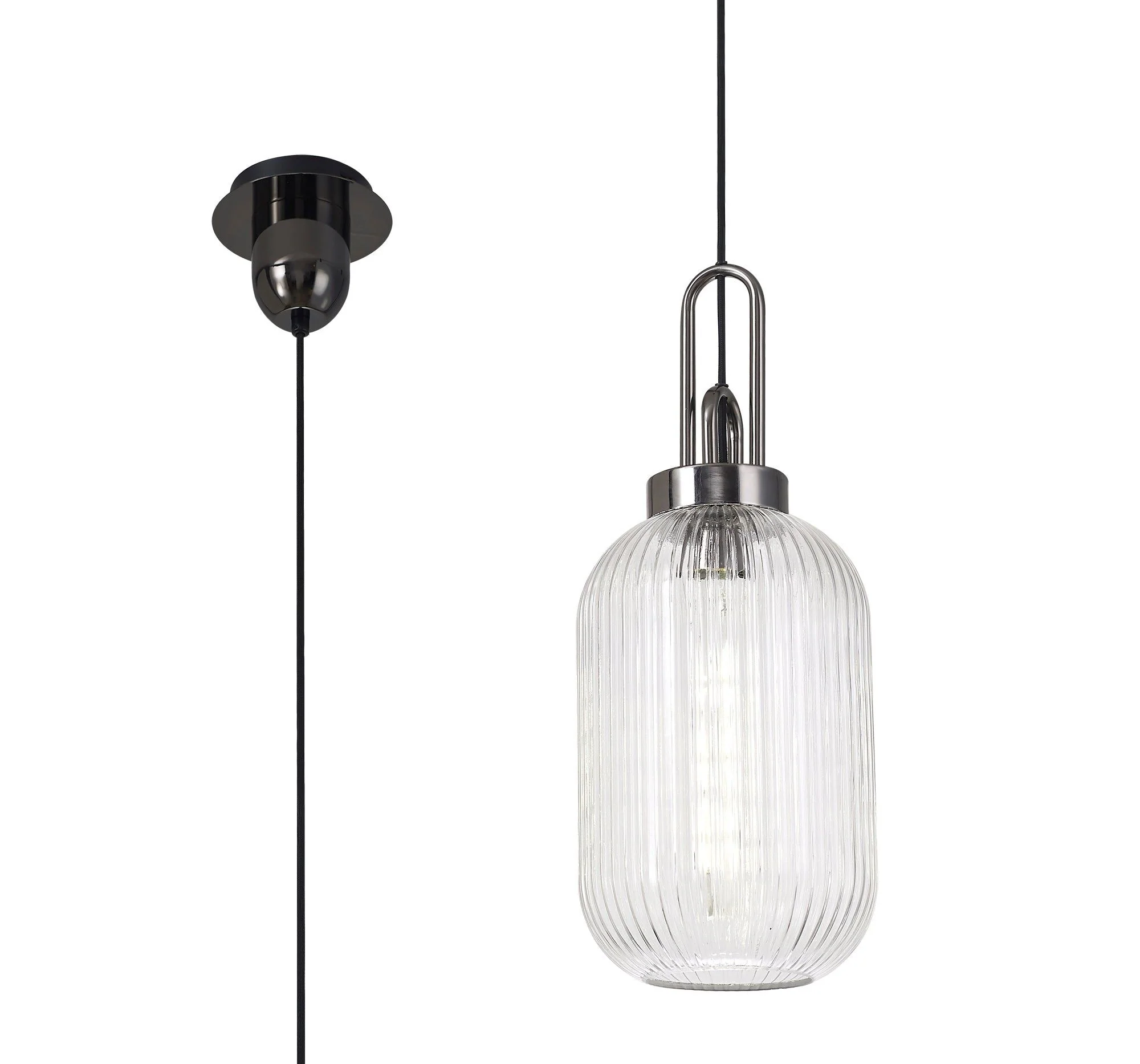 Cadiz 1 Light Pendant With 20cm Tubular Ribbed Glass -  Various Colour Range - Image 13