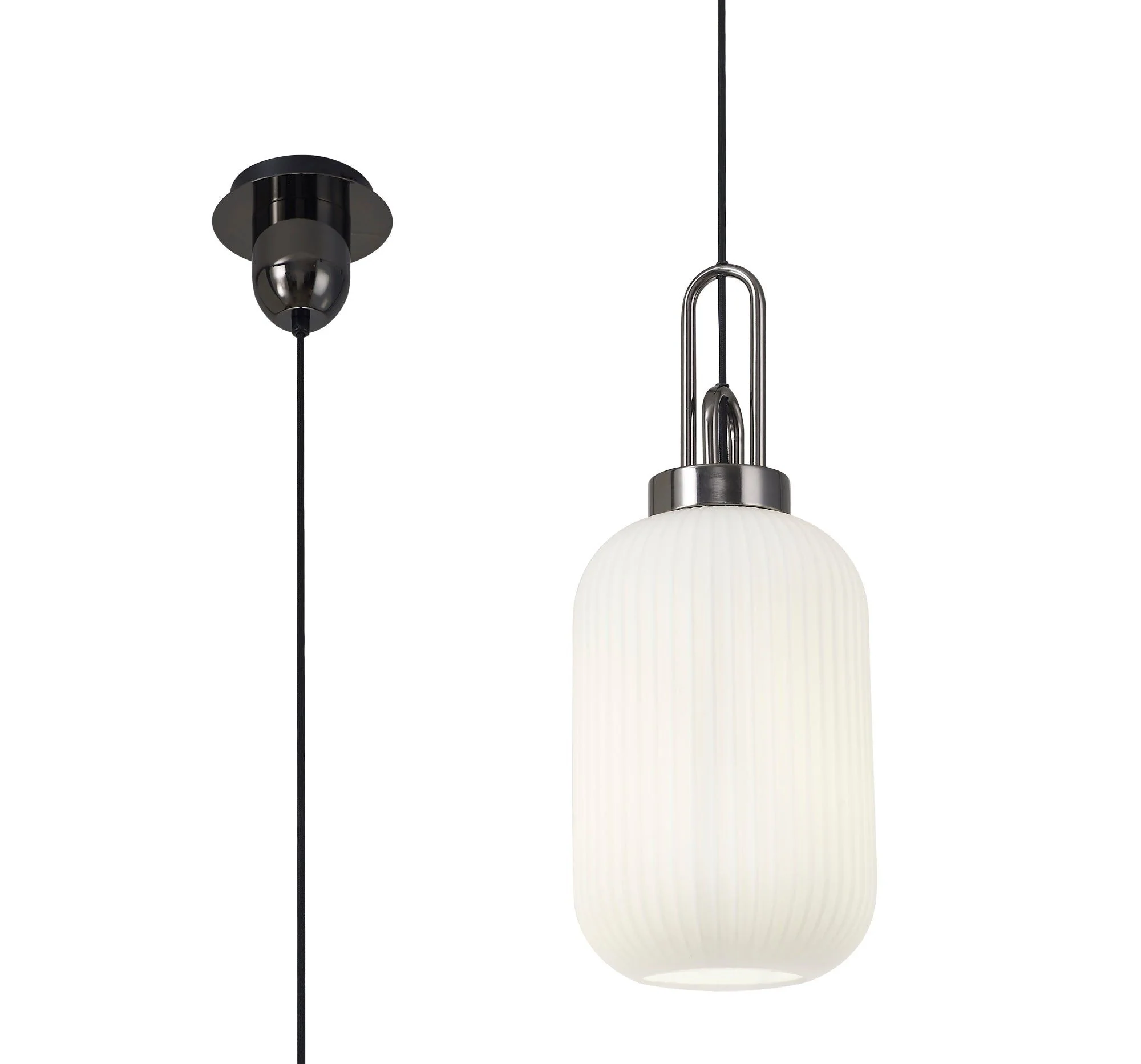 Cadiz 1 Light Pendant With 20cm Tubular Ribbed Glass -  Various Colour Range - Image 15