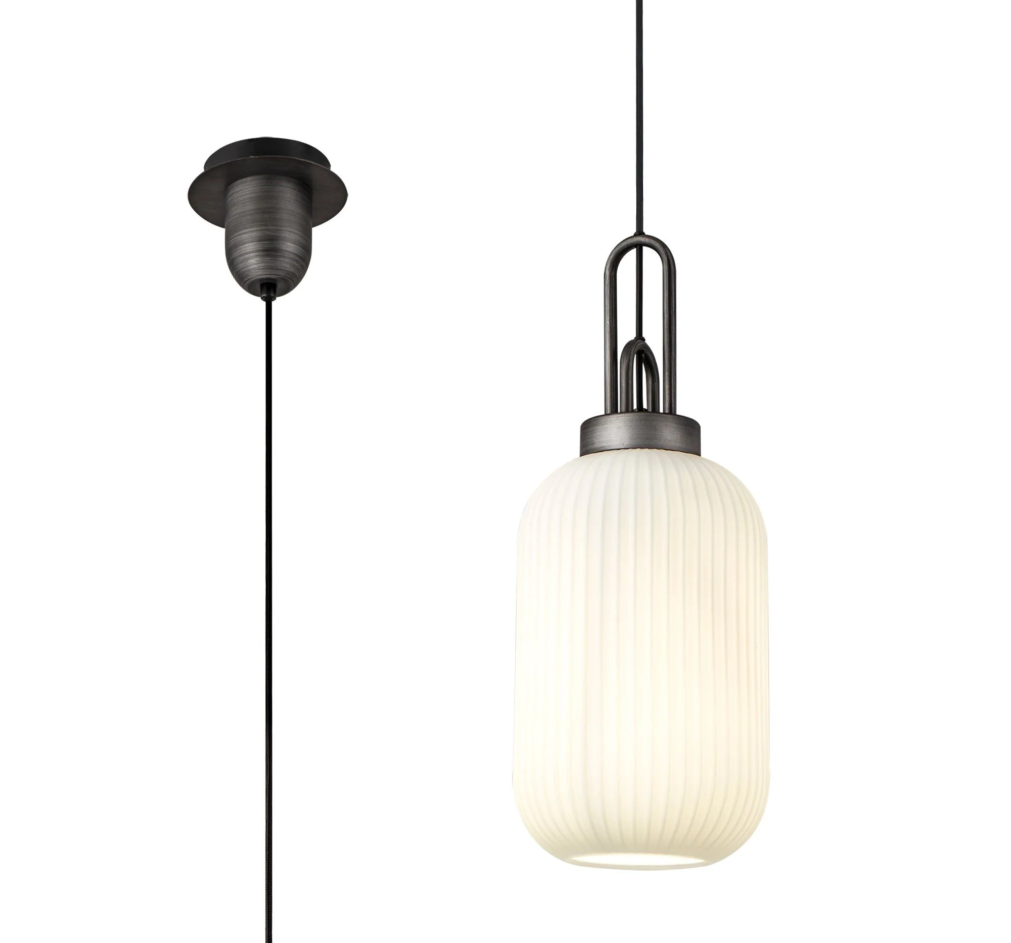 Cadiz 1 Light Pendant With 20cm Tubular Ribbed Glass -  Various Colour Range - Image 17