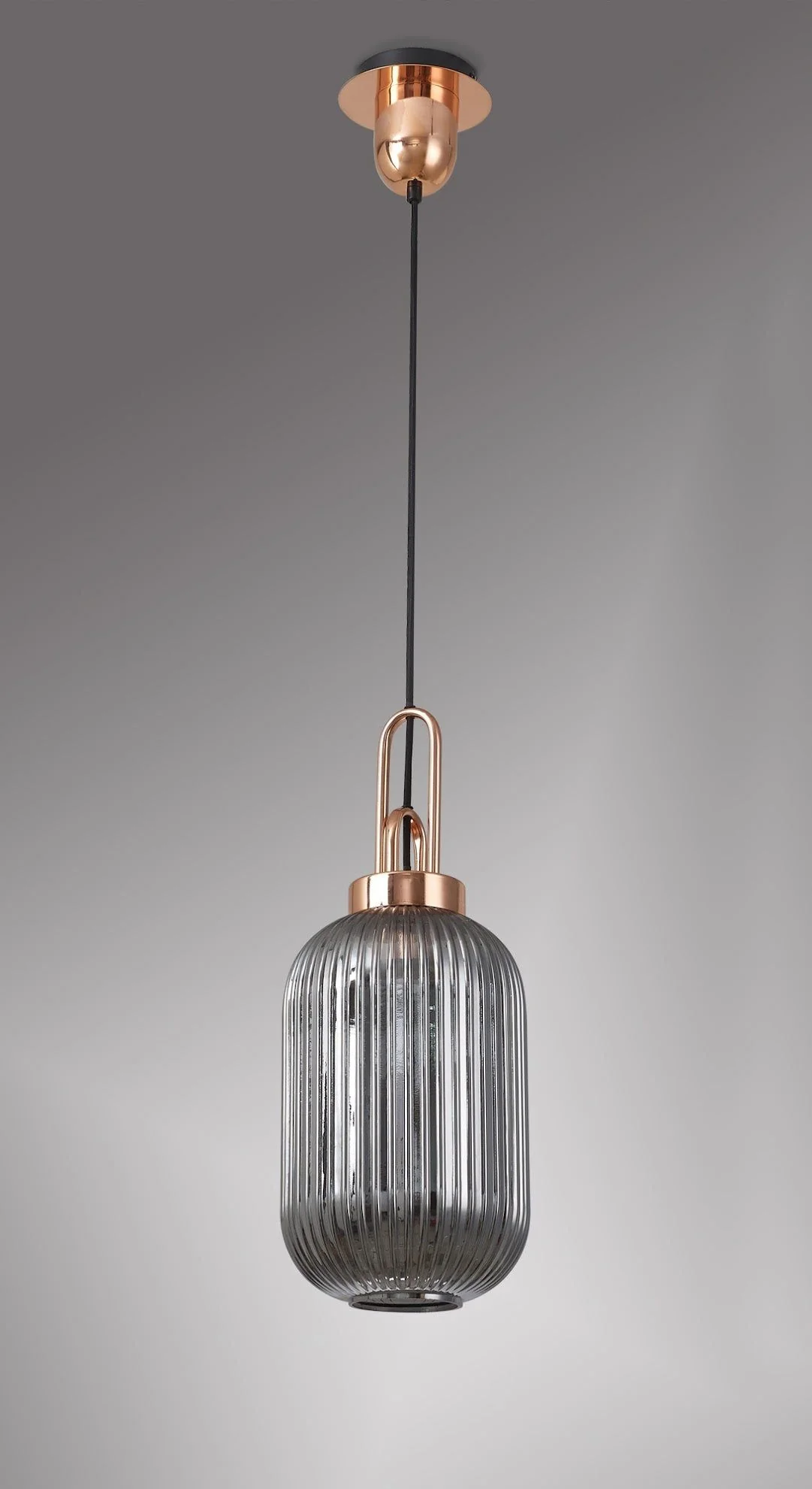 Cadiz 1 Light Pendant With 20cm Tubular Ribbed Glass -  Various Colour Range - Image 2