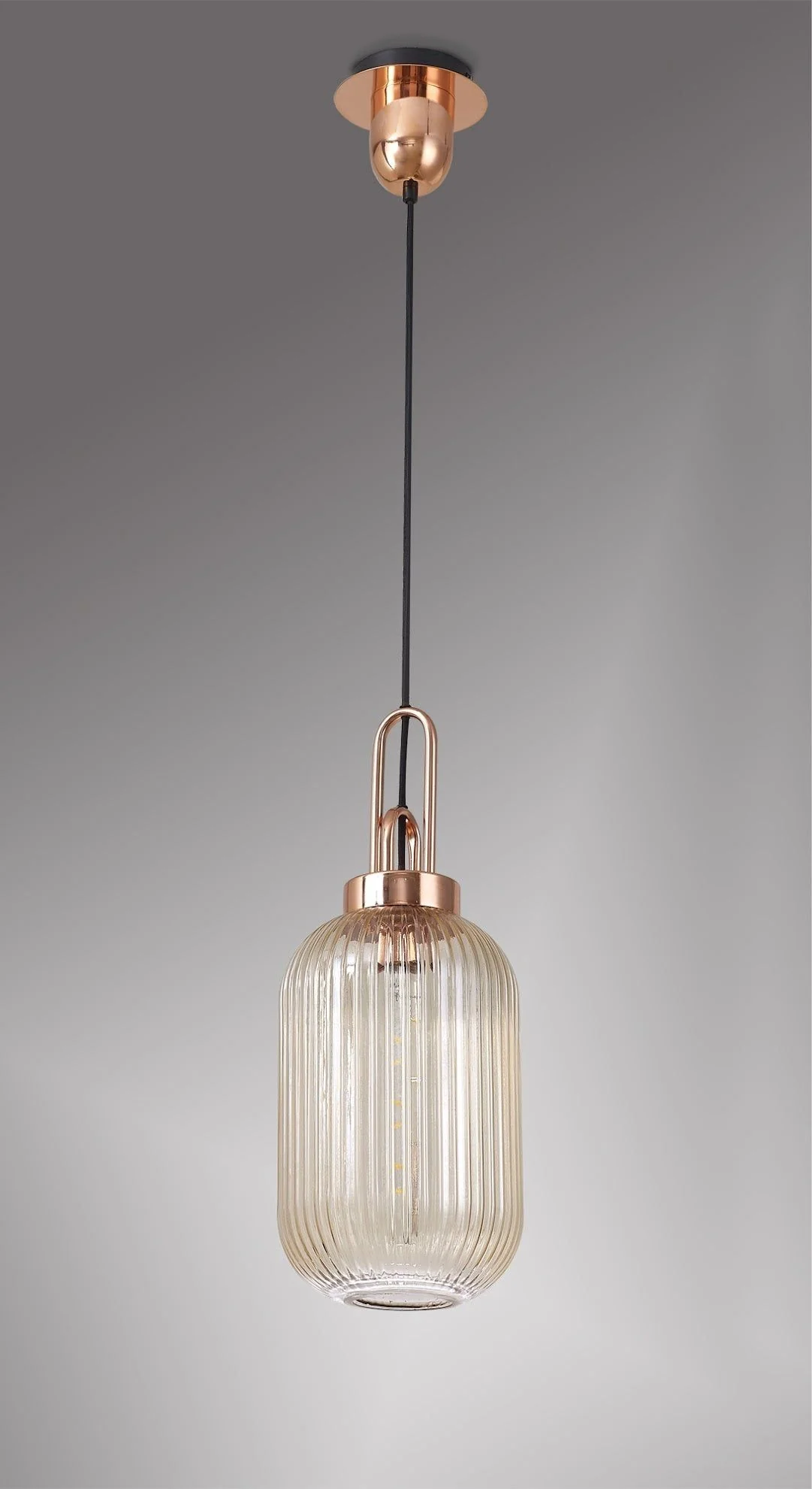 Cadiz 1 Light Pendant With 20cm Tubular Ribbed Glass -  Various Colour Range - Image 20