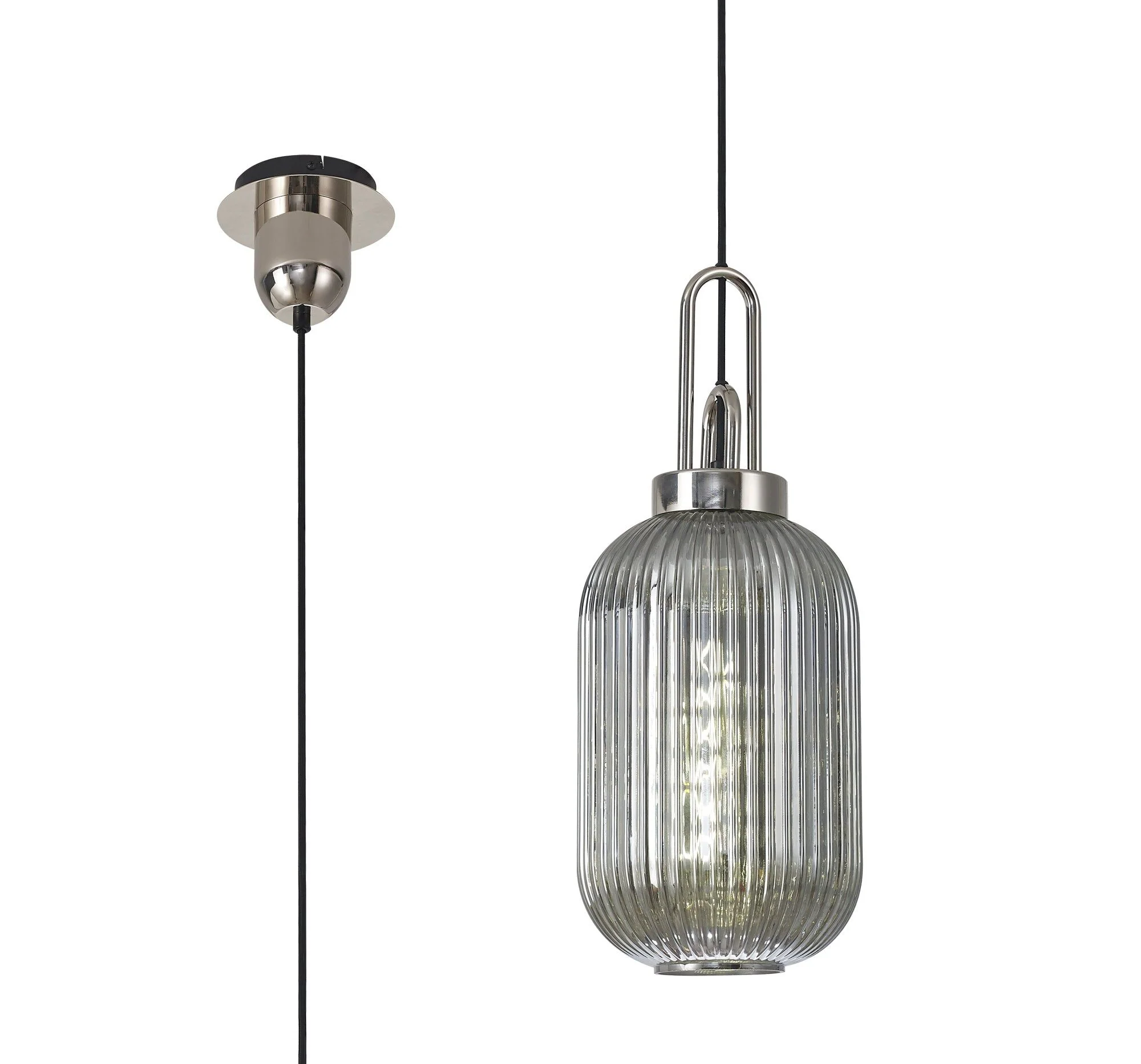 Cadiz 1 Light Pendant With 20cm Tubular Ribbed Glass -  Various Colour Range - Image 21
