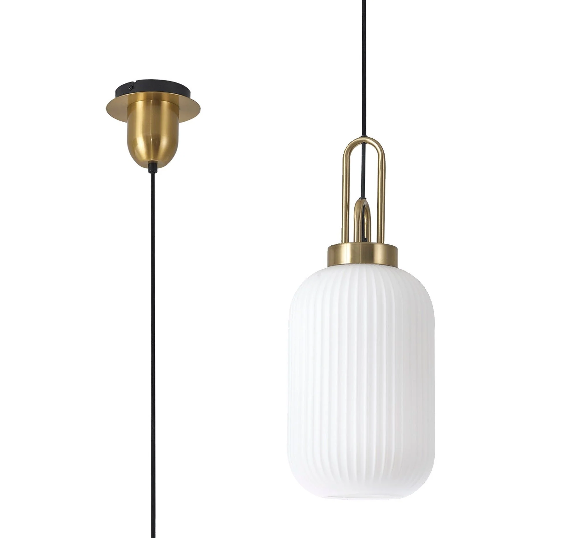 Cadiz 1 Light Pendant With 20cm Tubular Ribbed Glass -  Various Colour Range - Image 25