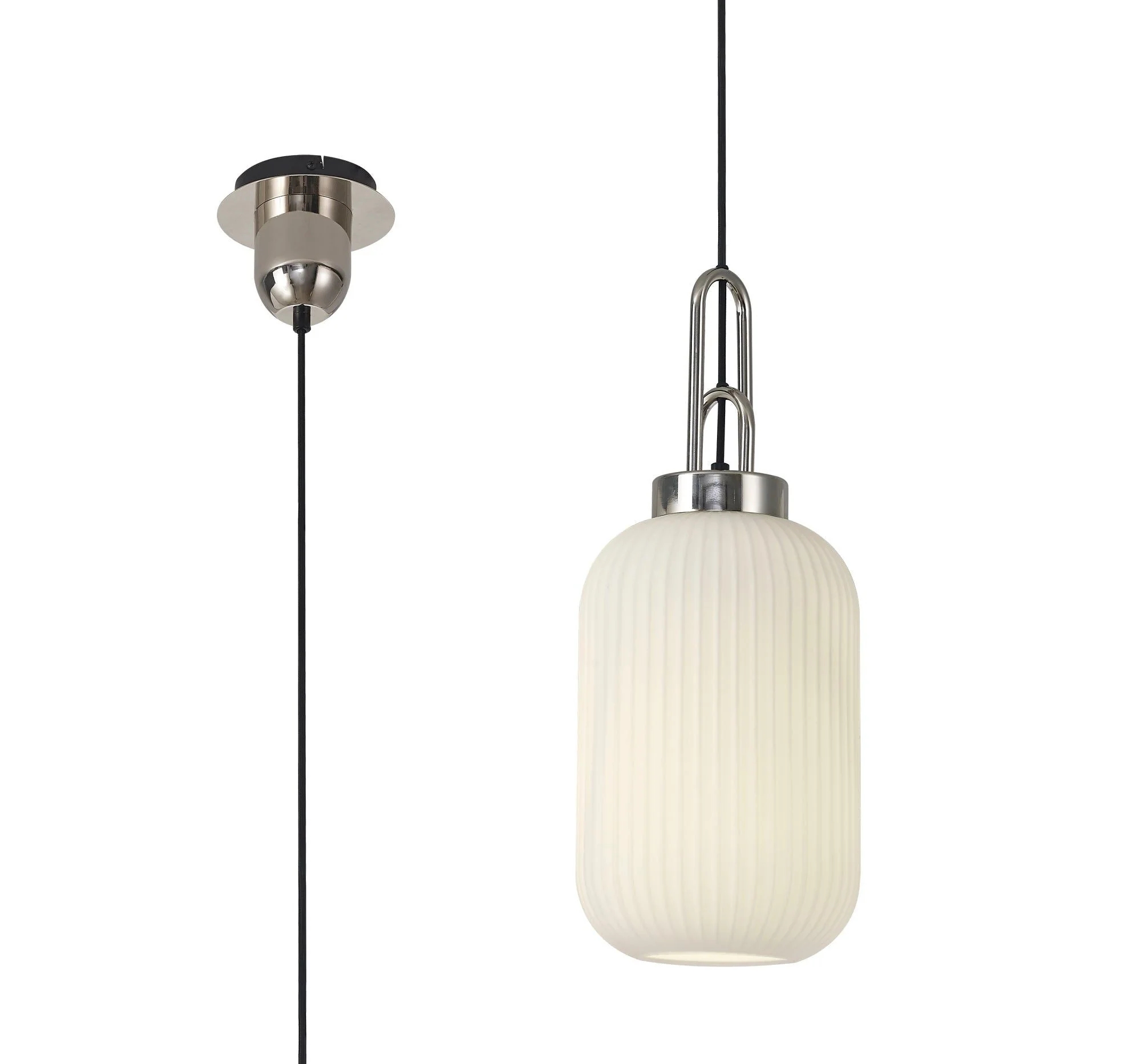 Cadiz 1 Light Pendant With 20cm Tubular Ribbed Glass -  Various Colour Range - Image 27