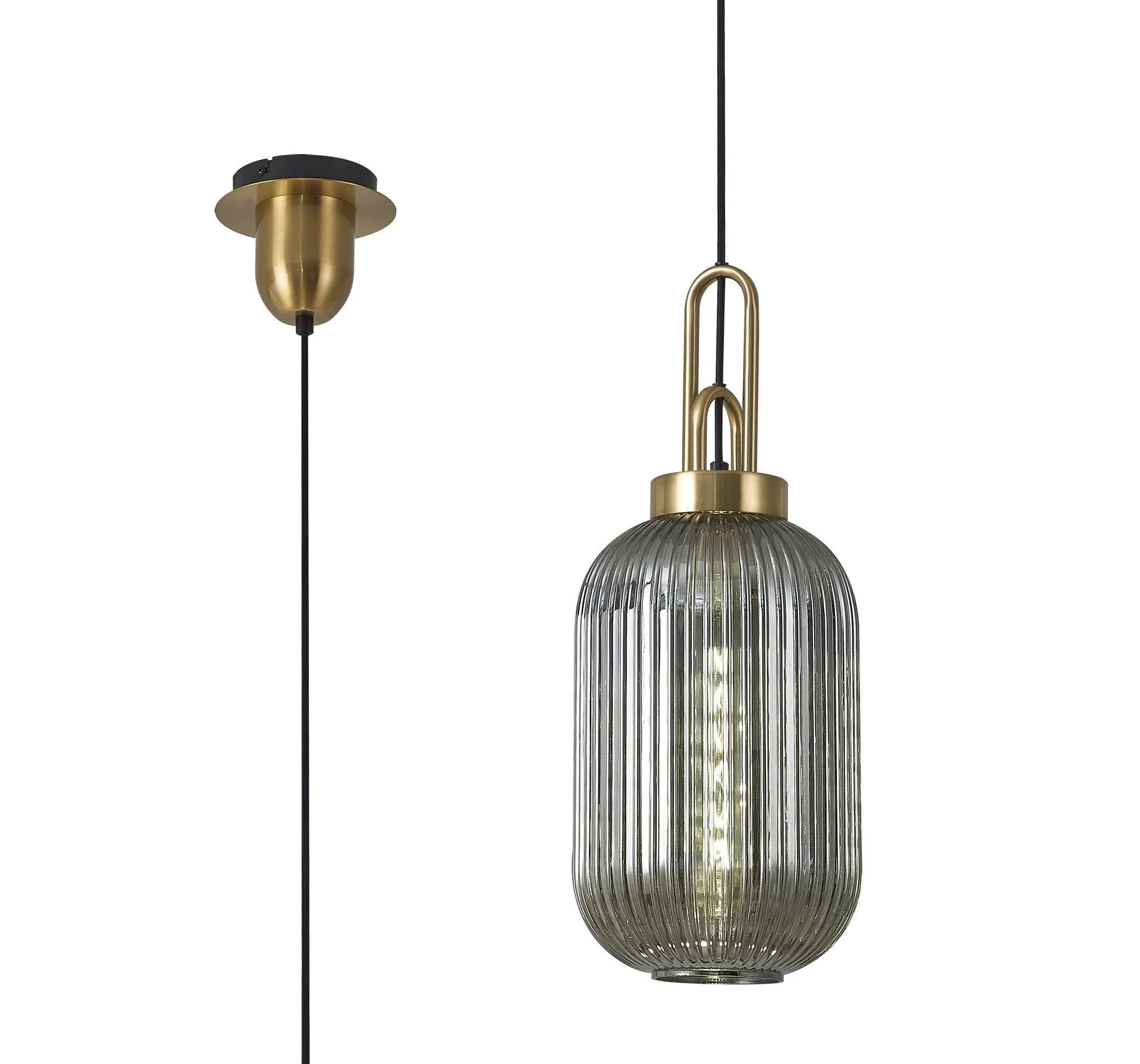 Cadiz 1 Light Pendant With 20cm Tubular Ribbed Glass -  Various Colour Range - Image 33