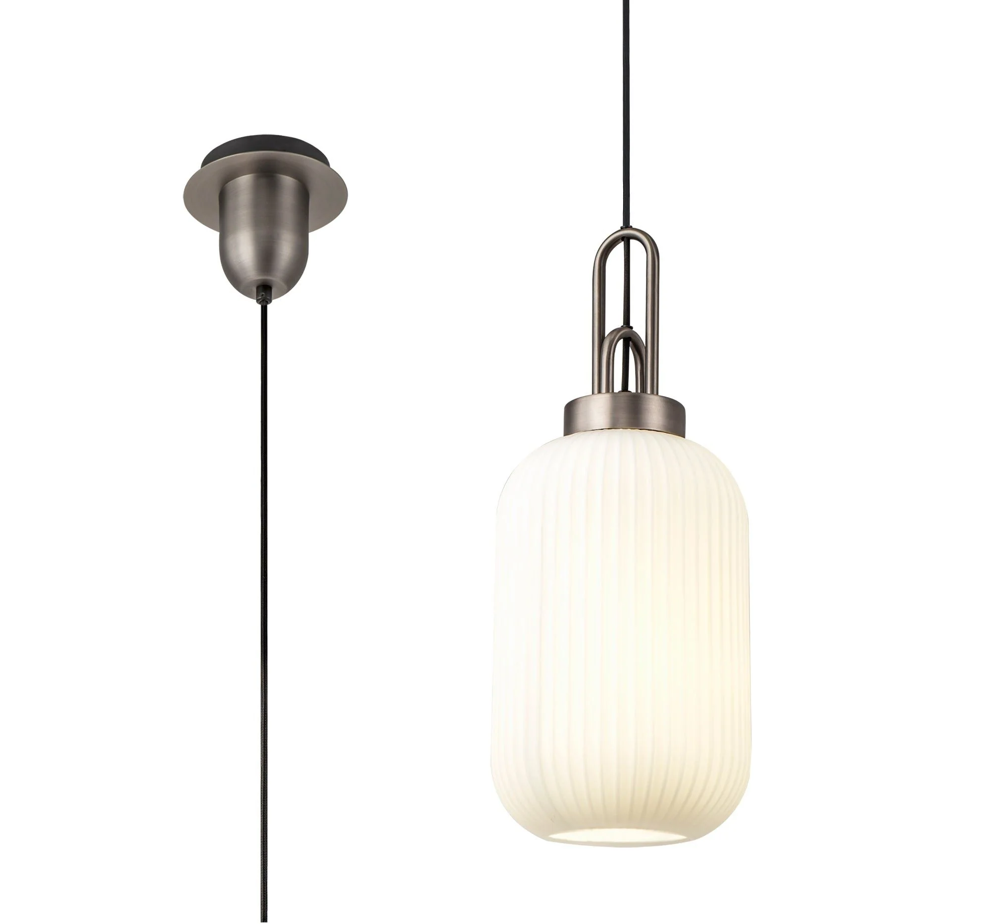 Cadiz 1 Light Pendant With 20cm Tubular Ribbed Glass -  Various Colour Range - Image 37