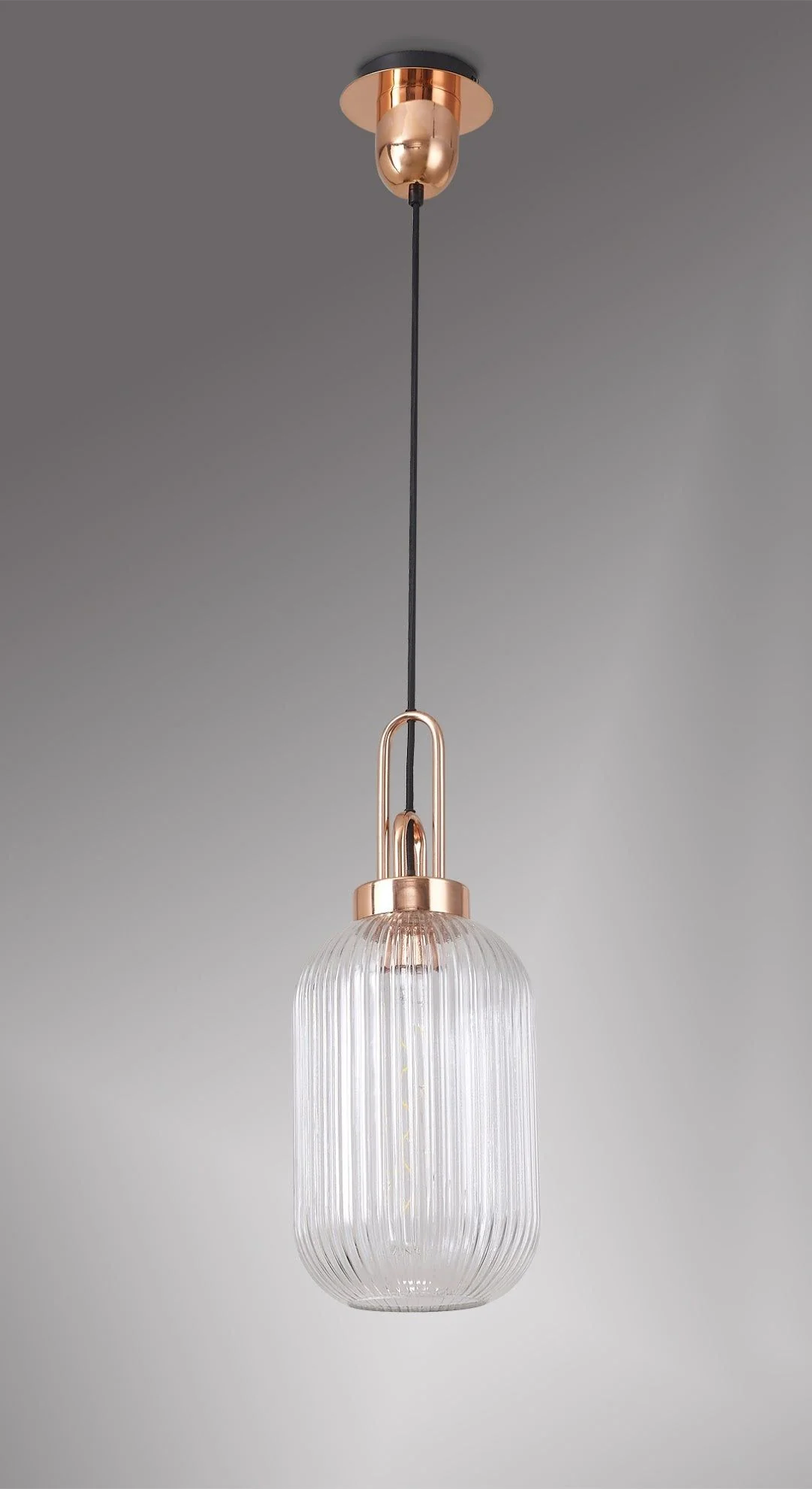 Cadiz 1 Light Pendant With 20cm Tubular Ribbed Glass -  Various Colour Range - Image 4