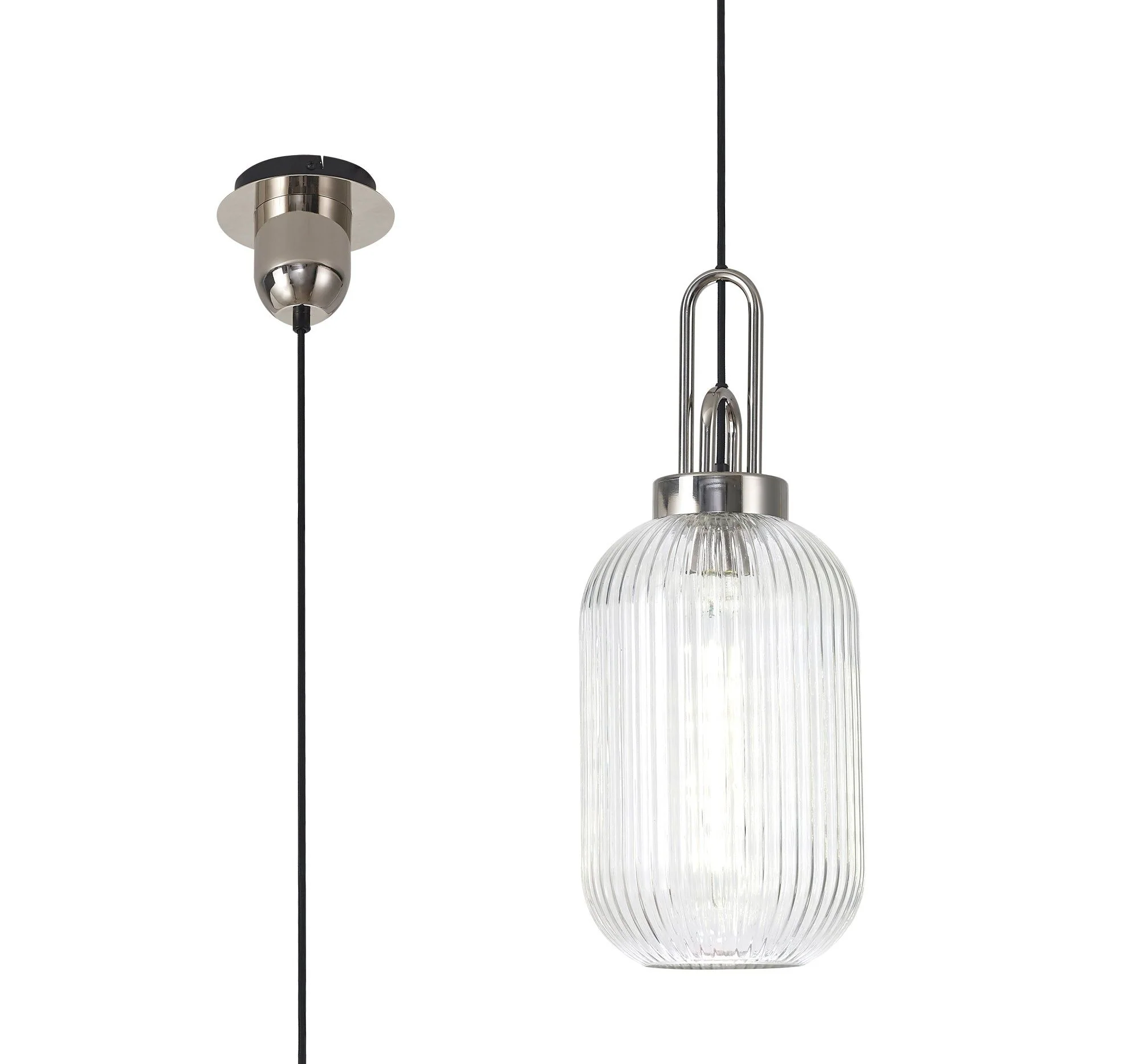 Cadiz 1 Light Pendant With 20cm Tubular Ribbed Glass -  Various Colour Range - Image 41