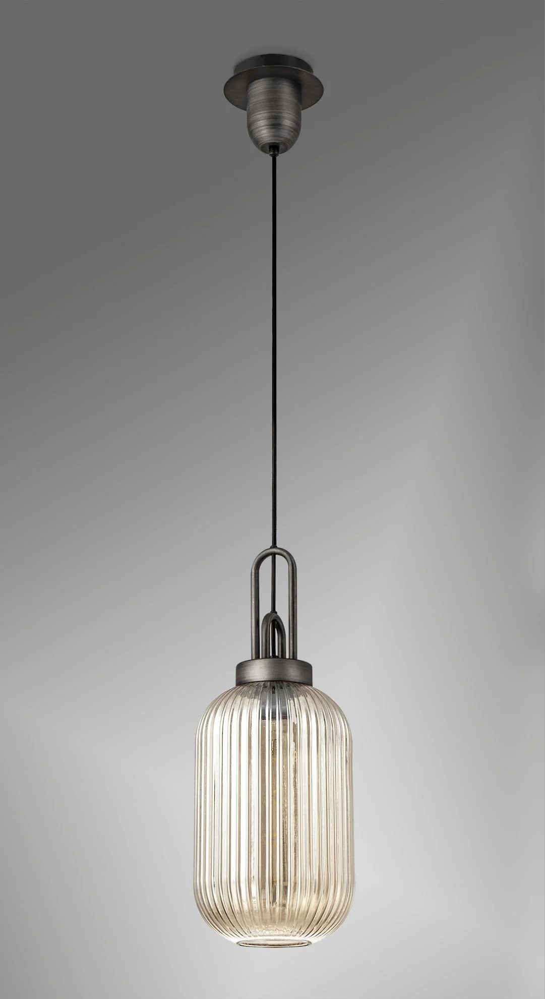Cadiz 1 Light Pendant With 20cm Tubular Ribbed Glass -  Various Colour Range - Image 44