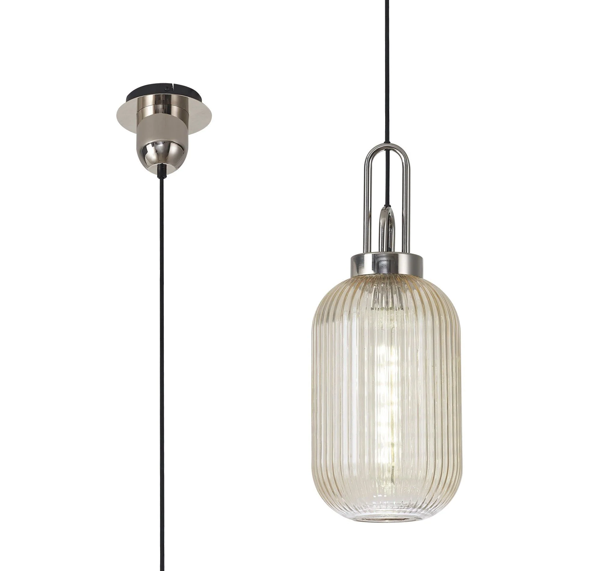 Cadiz 1 Light Pendant With 20cm Tubular Ribbed Glass -  Various Colour Range - Image 47