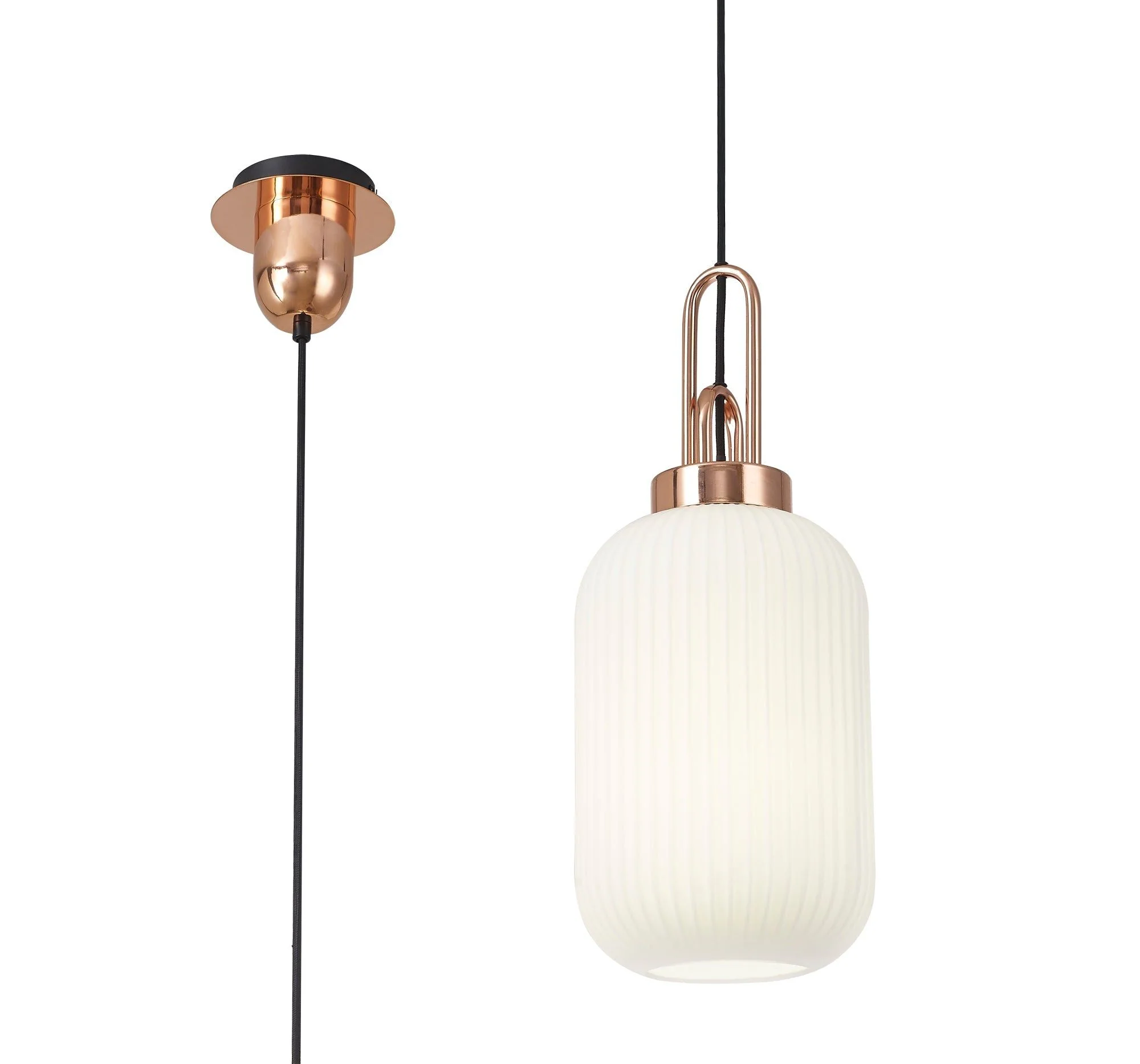 Cadiz 1 Light Pendant With 20cm Tubular Ribbed Glass -  Various Colour Range - Image 5