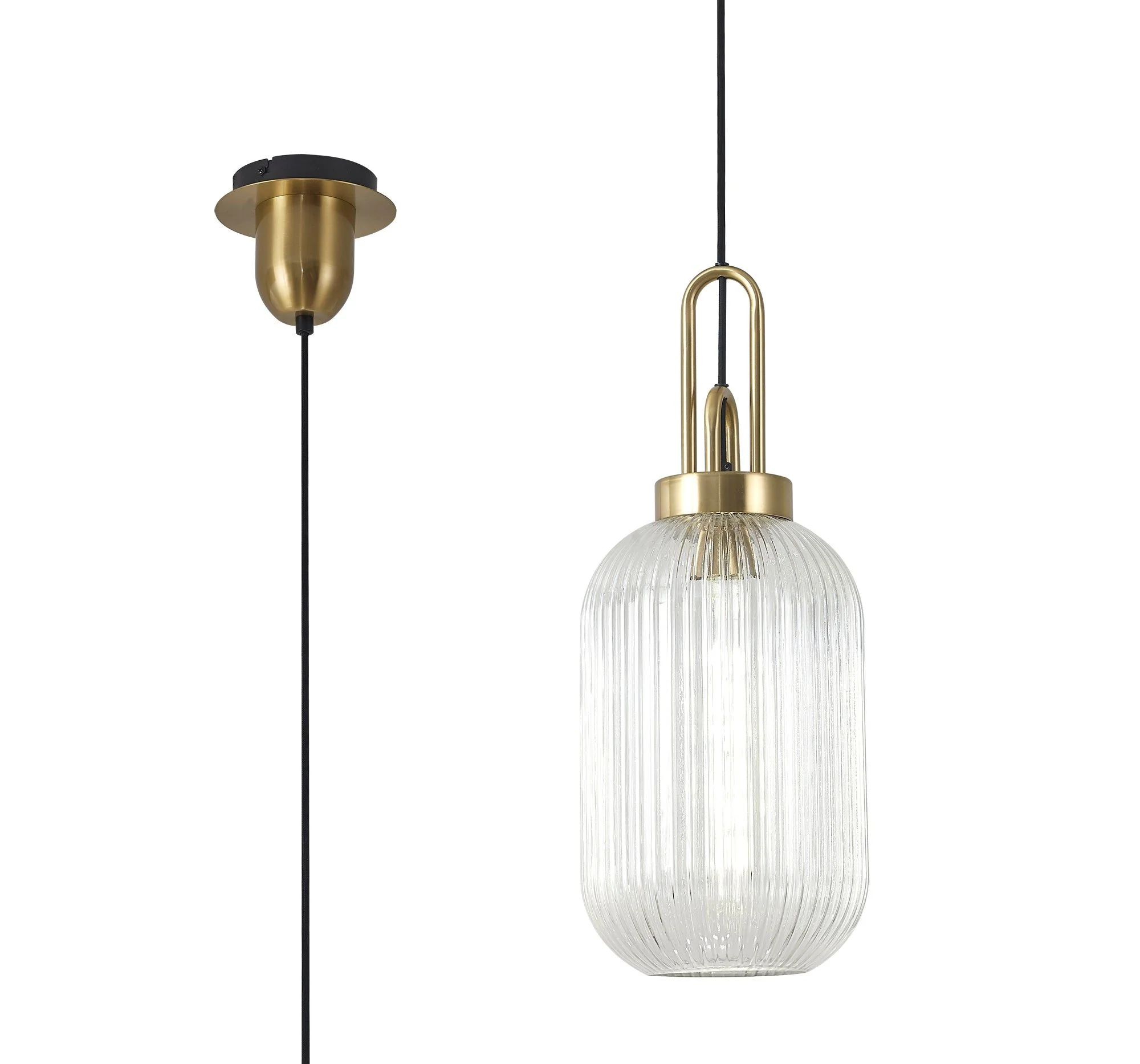 Cadiz 1 Light Pendant With 20cm Tubular Ribbed Glass -  Various Colour Range - Image 9
