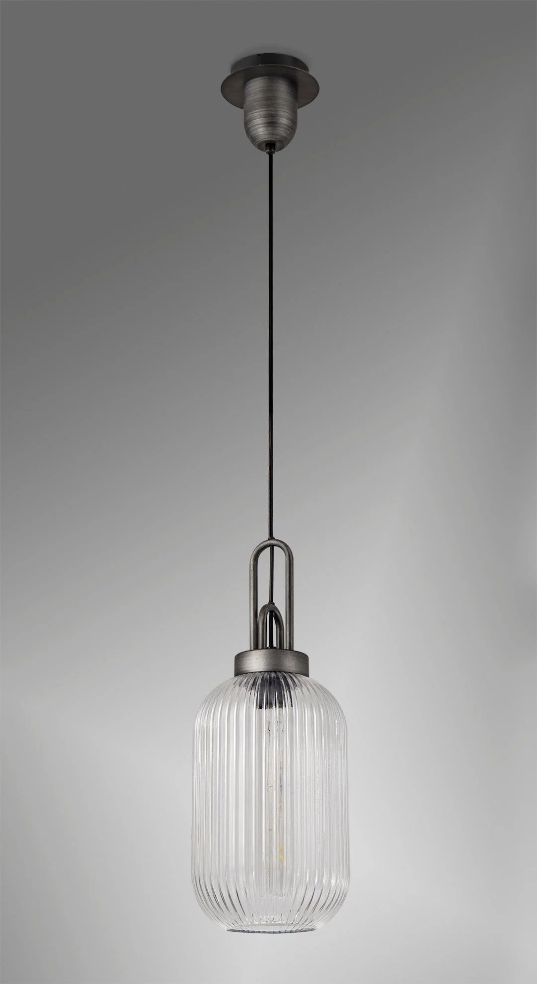 Cadiz 1 Light Pendant With 20cm Tubular Ribbed Glass - Promotional Offer - Image 2