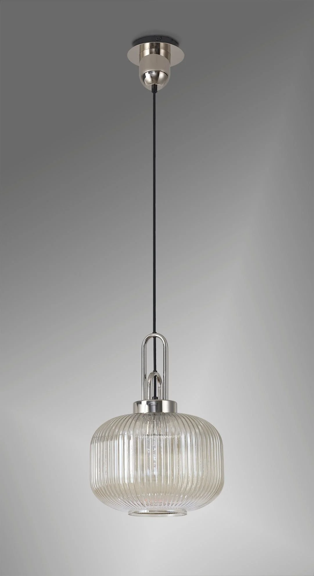 Cadiz 1 Light Pendant With 30cm Pumpkin Shaped Ribbed Glass - Various Colour Range - Image 10