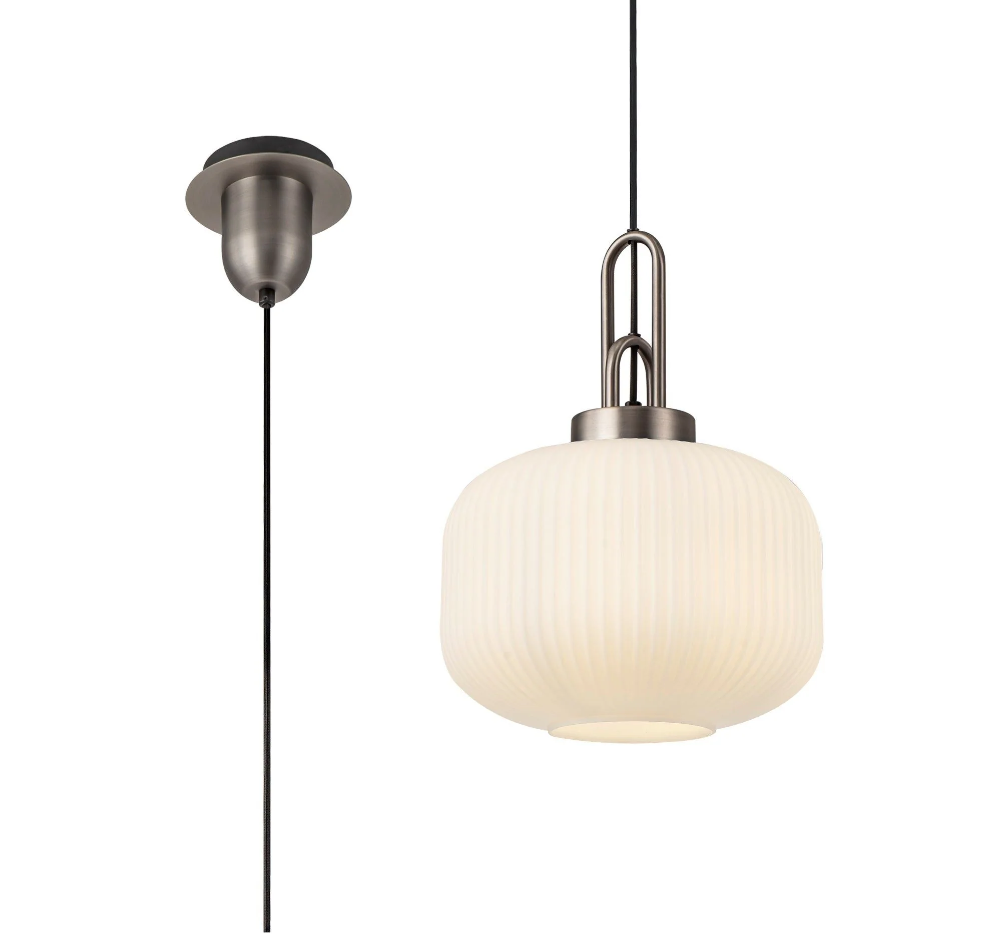 Cadiz 1 Light Pendant With 30cm Pumpkin Shaped Ribbed Glass - Various Colour Range - Image 11