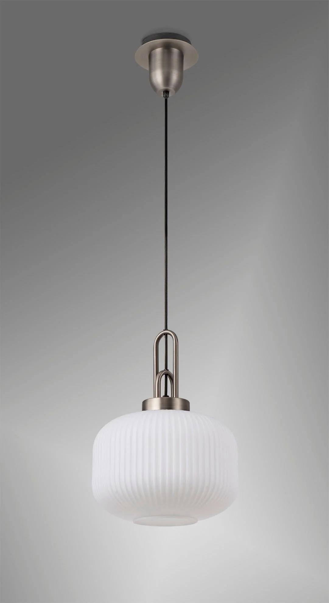 Cadiz 1 Light Pendant With 30cm Pumpkin Shaped Ribbed Glass - Various Colour Range - Image 12