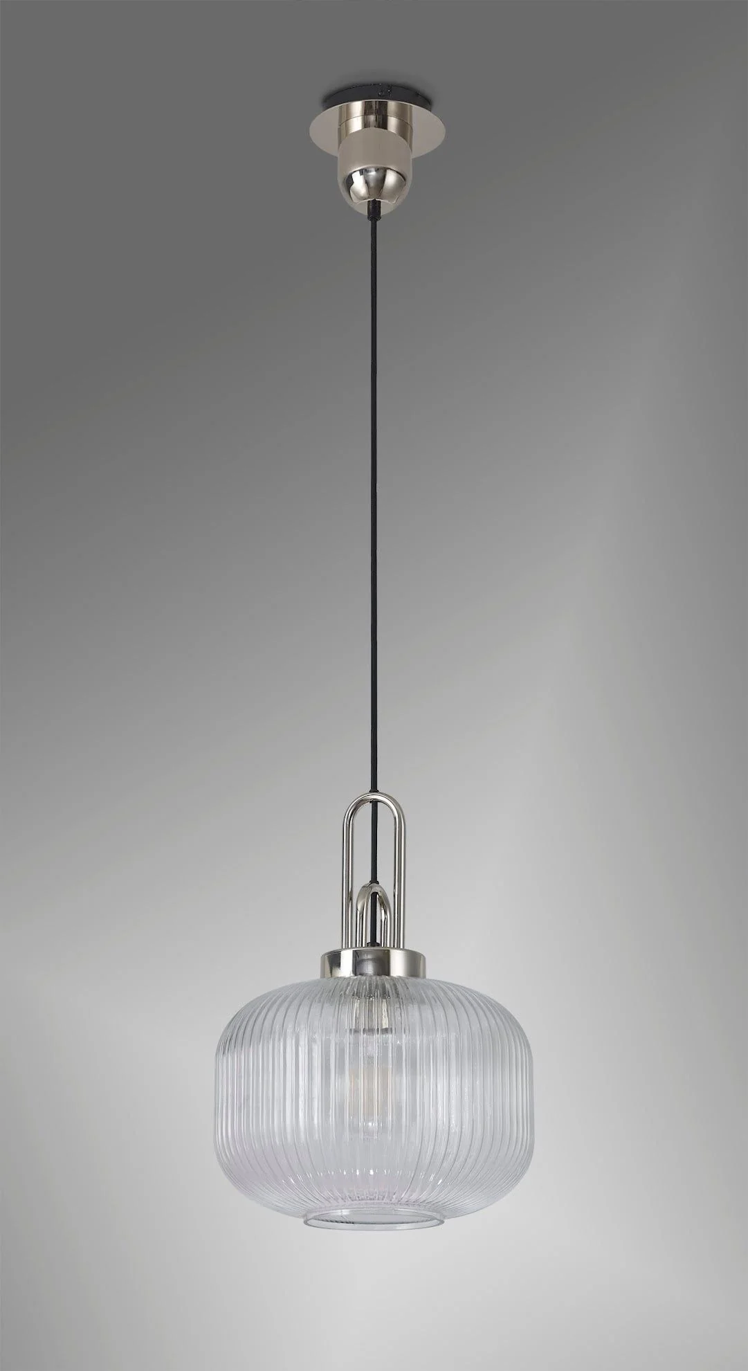 Cadiz 1 Light Pendant With 30cm Pumpkin Shaped Ribbed Glass - Various Colour Range - Image 14