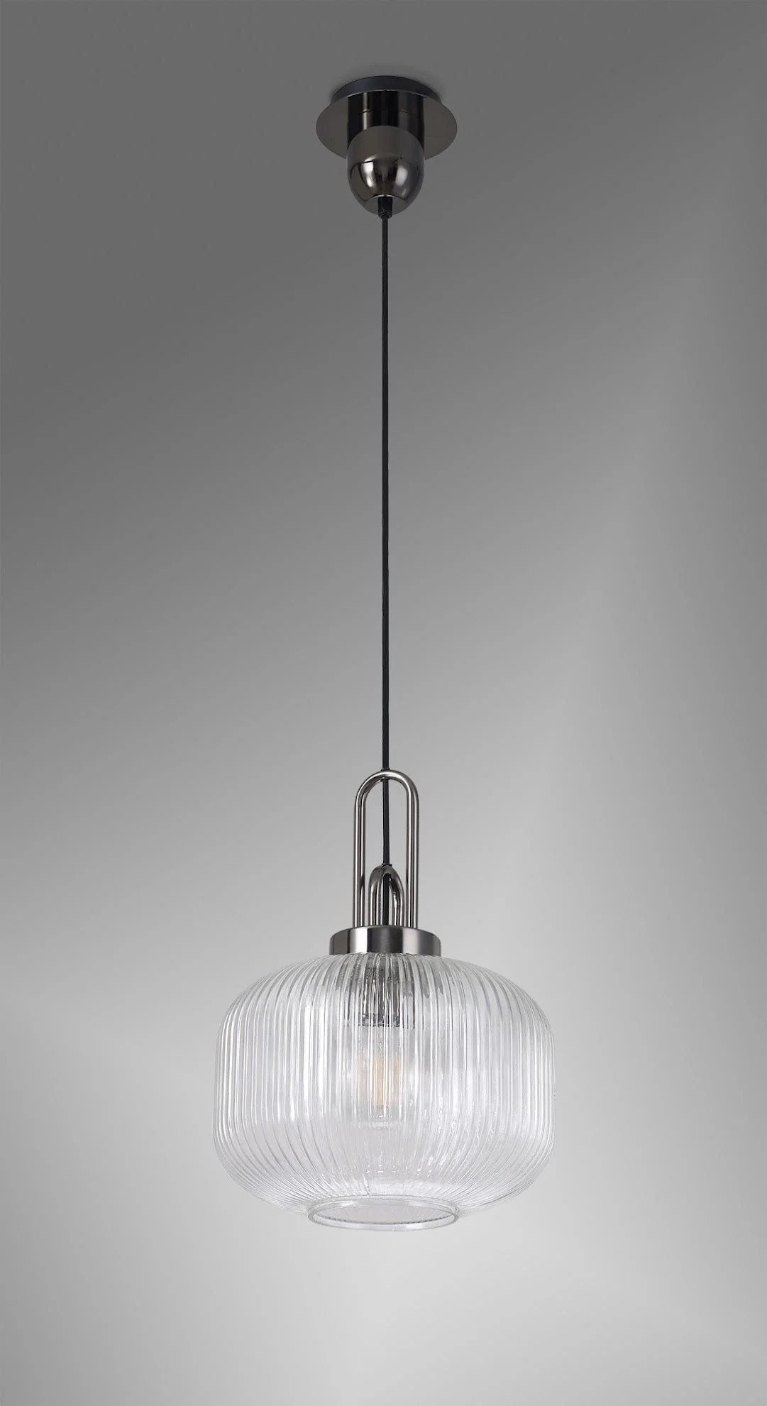 Cadiz 1 Light Pendant With 30cm Pumpkin Shaped Ribbed Glass - Various Colour Range - Image 16