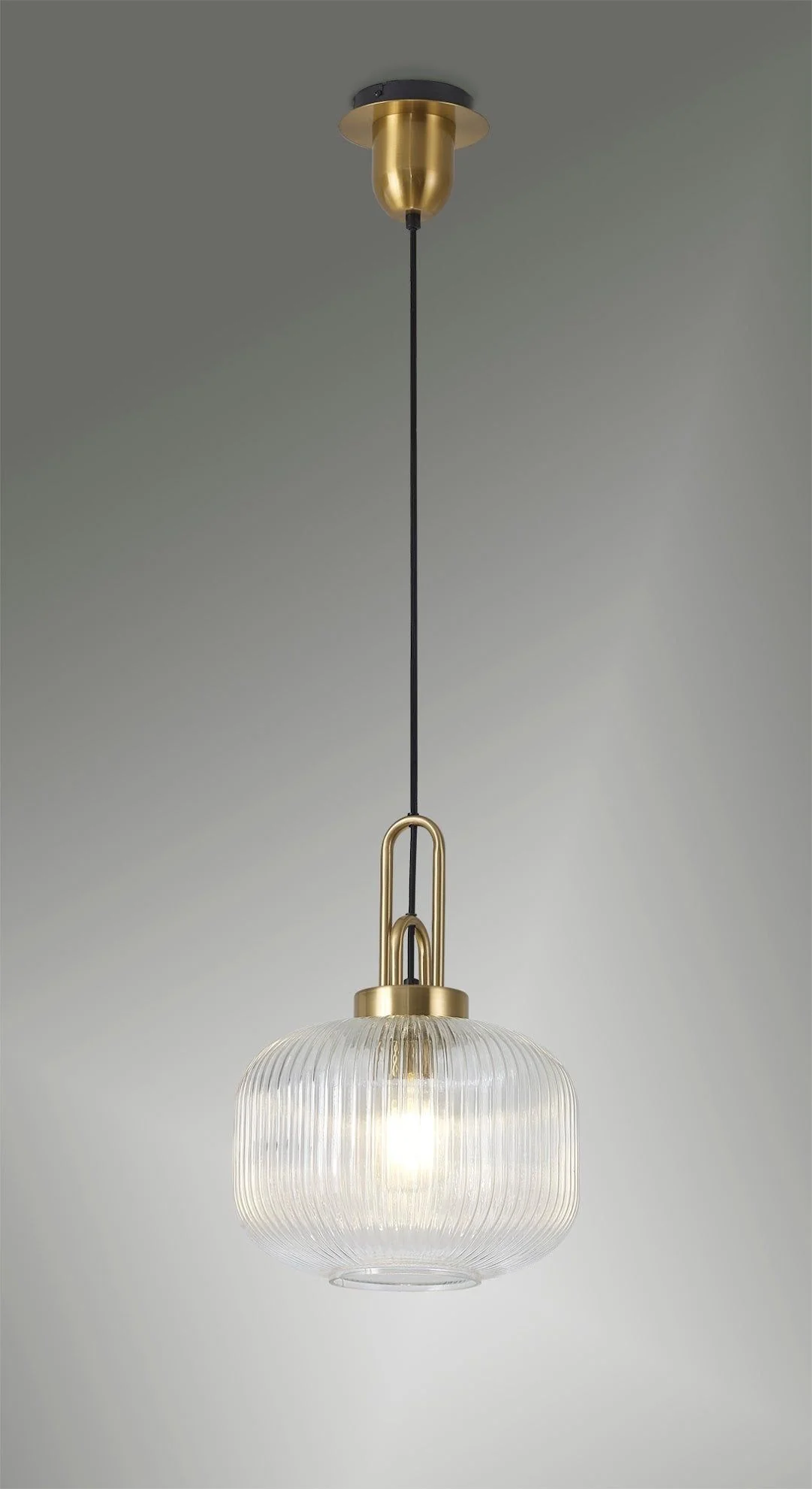 Cadiz 1 Light Pendant With 30cm Pumpkin Shaped Ribbed Glass - Various Colour Range - Image 18