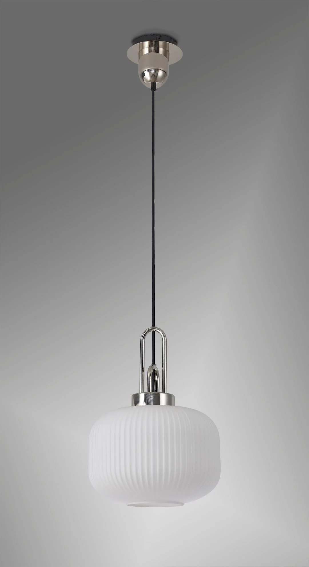 Cadiz 1 Light Pendant With 30cm Pumpkin Shaped Ribbed Glass - Various Colour Range - Image 2