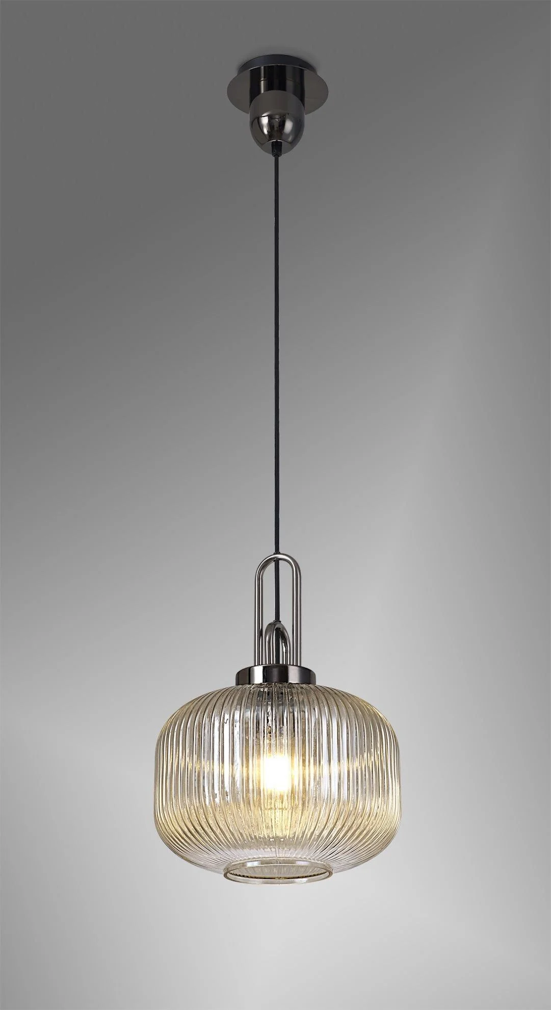 Cadiz 1 Light Pendant With 30cm Pumpkin Shaped Ribbed Glass - Various Colour Range - Image 22