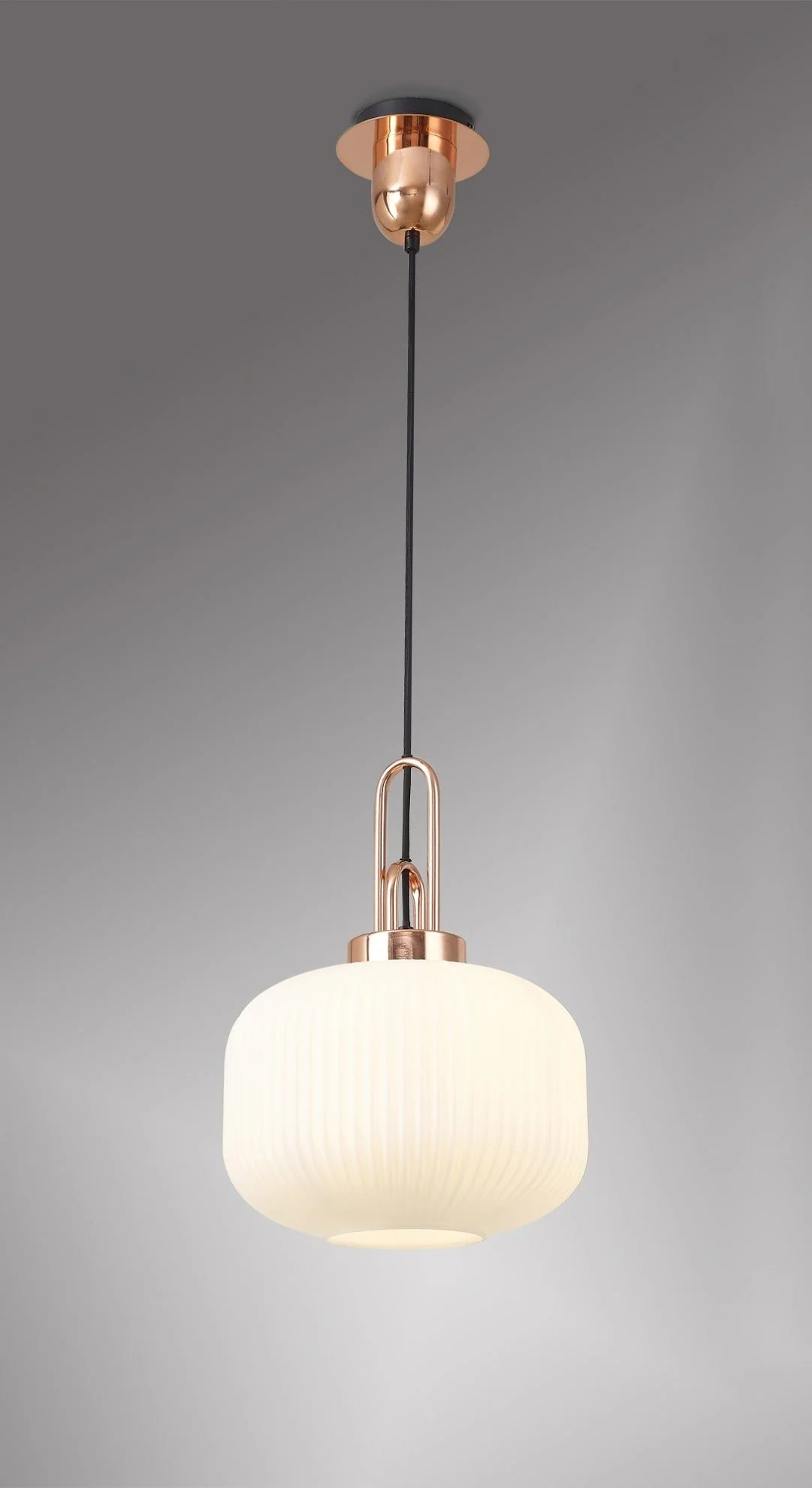 Cadiz 1 Light Pendant With 30cm Pumpkin Shaped Ribbed Glass - Various Colour Range - Image 24