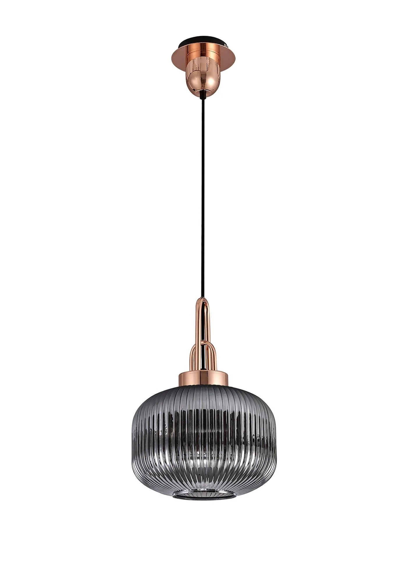 Cadiz 1 Light Pendant With 30cm Pumpkin Shaped Ribbed Glass - Various Colour Range - Image 25