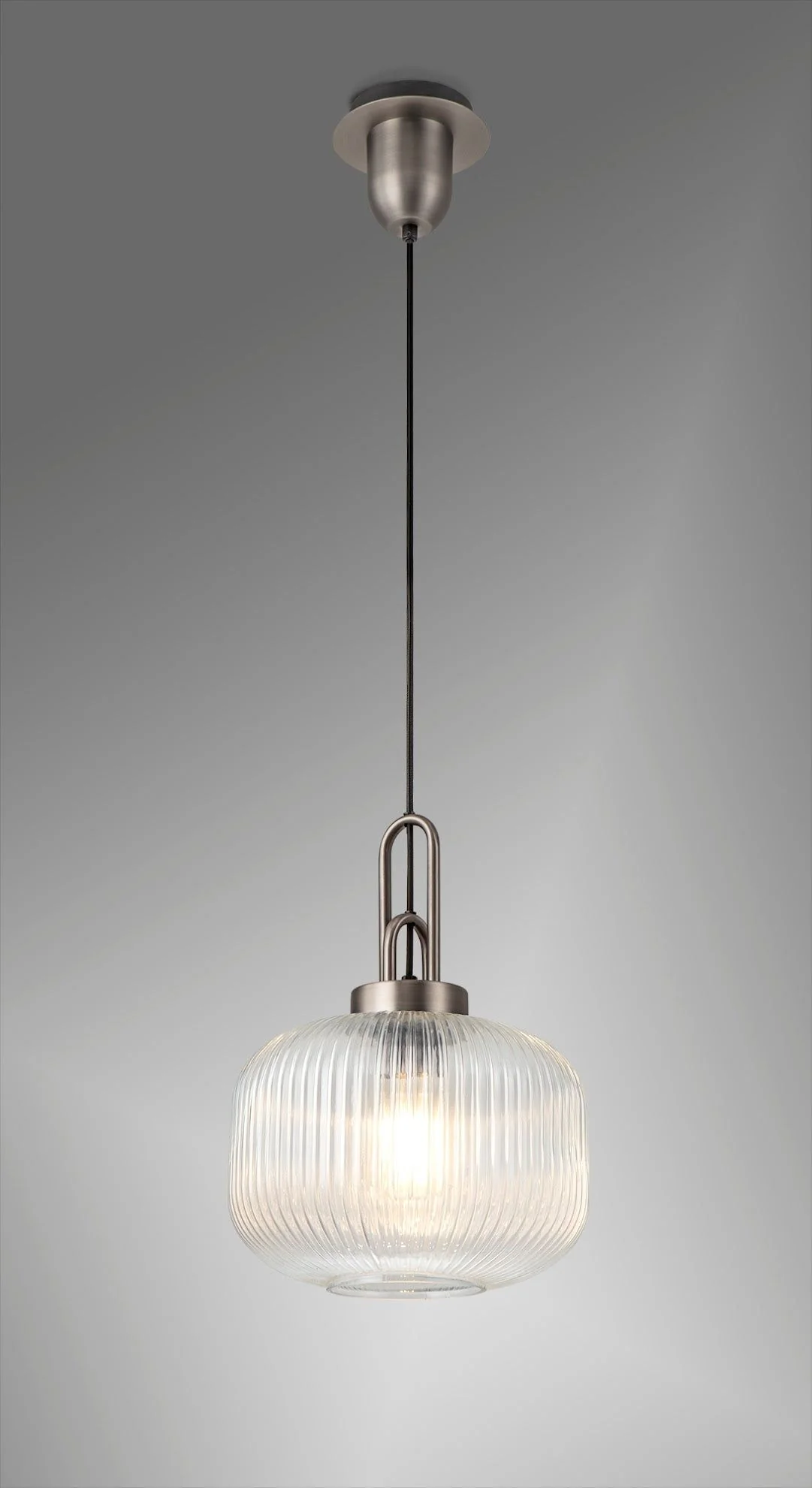 Cadiz 1 Light Pendant With 30cm Pumpkin Shaped Ribbed Glass - Various Colour Range - Image 30