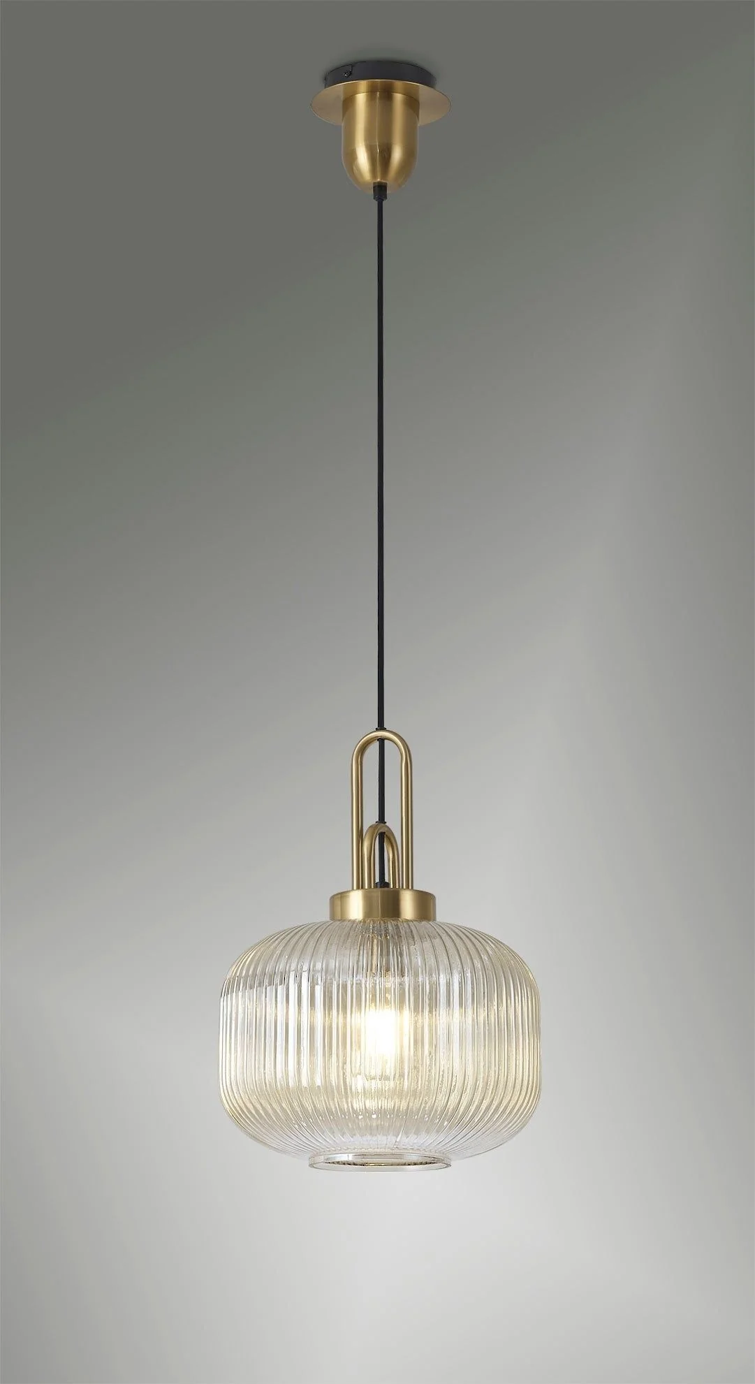 Cadiz 1 Light Pendant With 30cm Pumpkin Shaped Ribbed Glass - Various Colour Range - Image 36