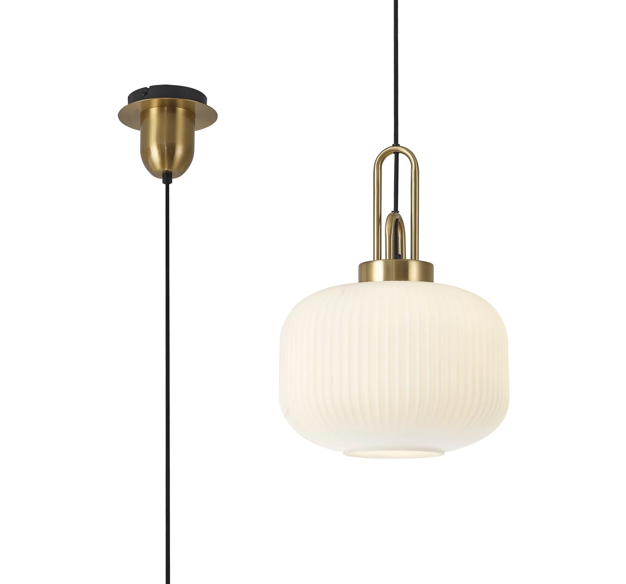 Cadiz 1 Light Pendant With 30cm Pumpkin Shaped Ribbed Glass - Various Colour Range - Image 37