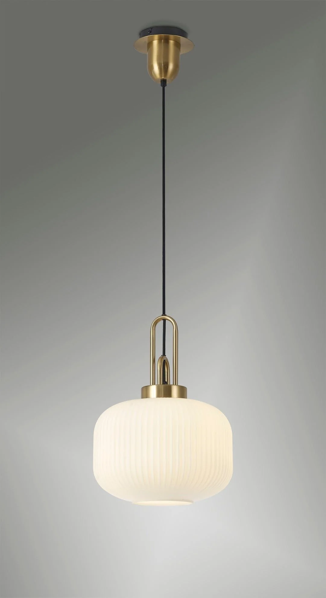 Cadiz 1 Light Pendant With 30cm Pumpkin Shaped Ribbed Glass - Various Colour Range - Image 38