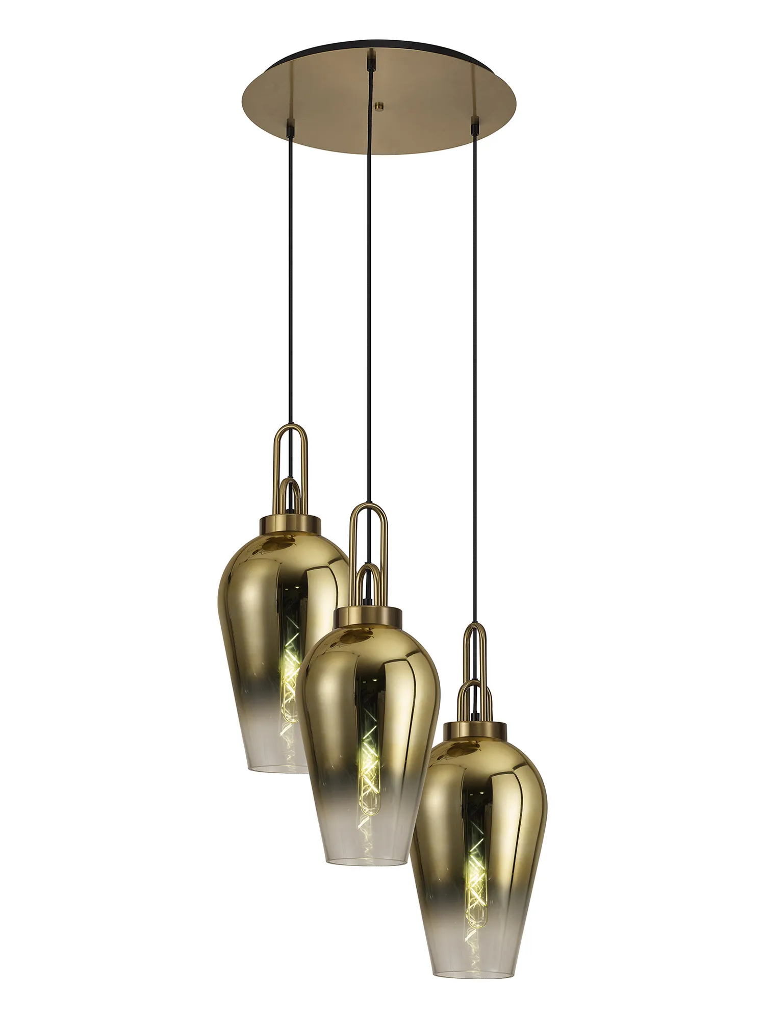 Cadiz 3 Light Cluster Pendant - Fade Glass - Image 10