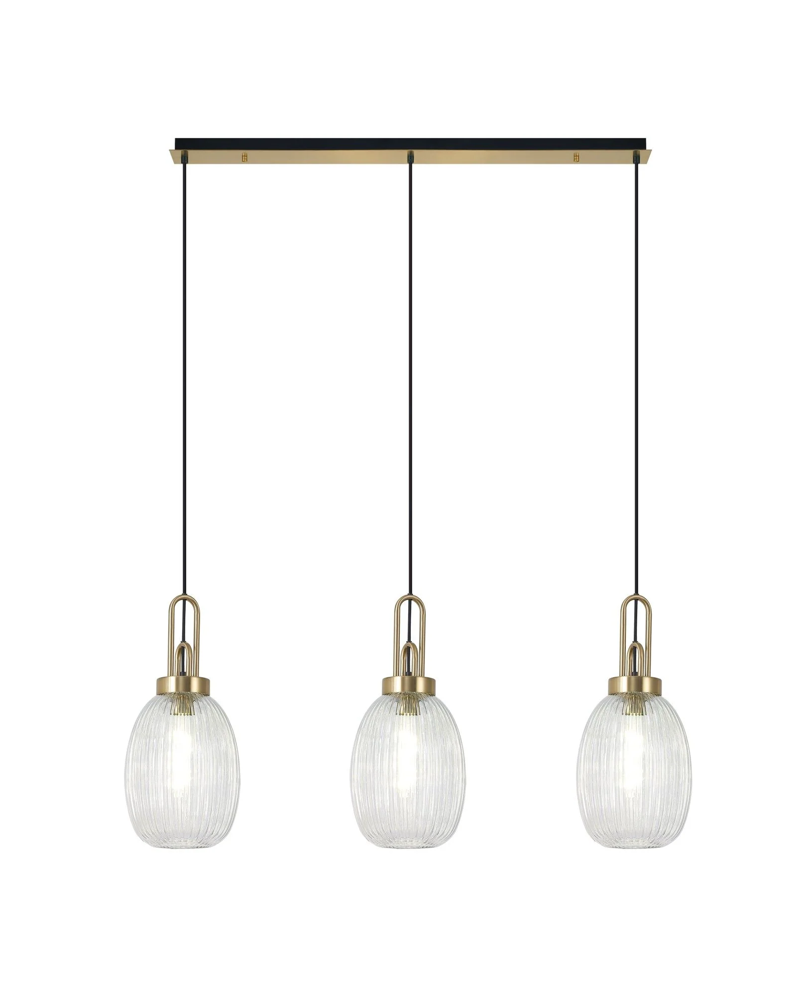 Cadiz 3L Kitchen/Island Ceiling Light E27 With Brass Gold & Matt Black With Various Glass Shade Colours IP20 - Image 11