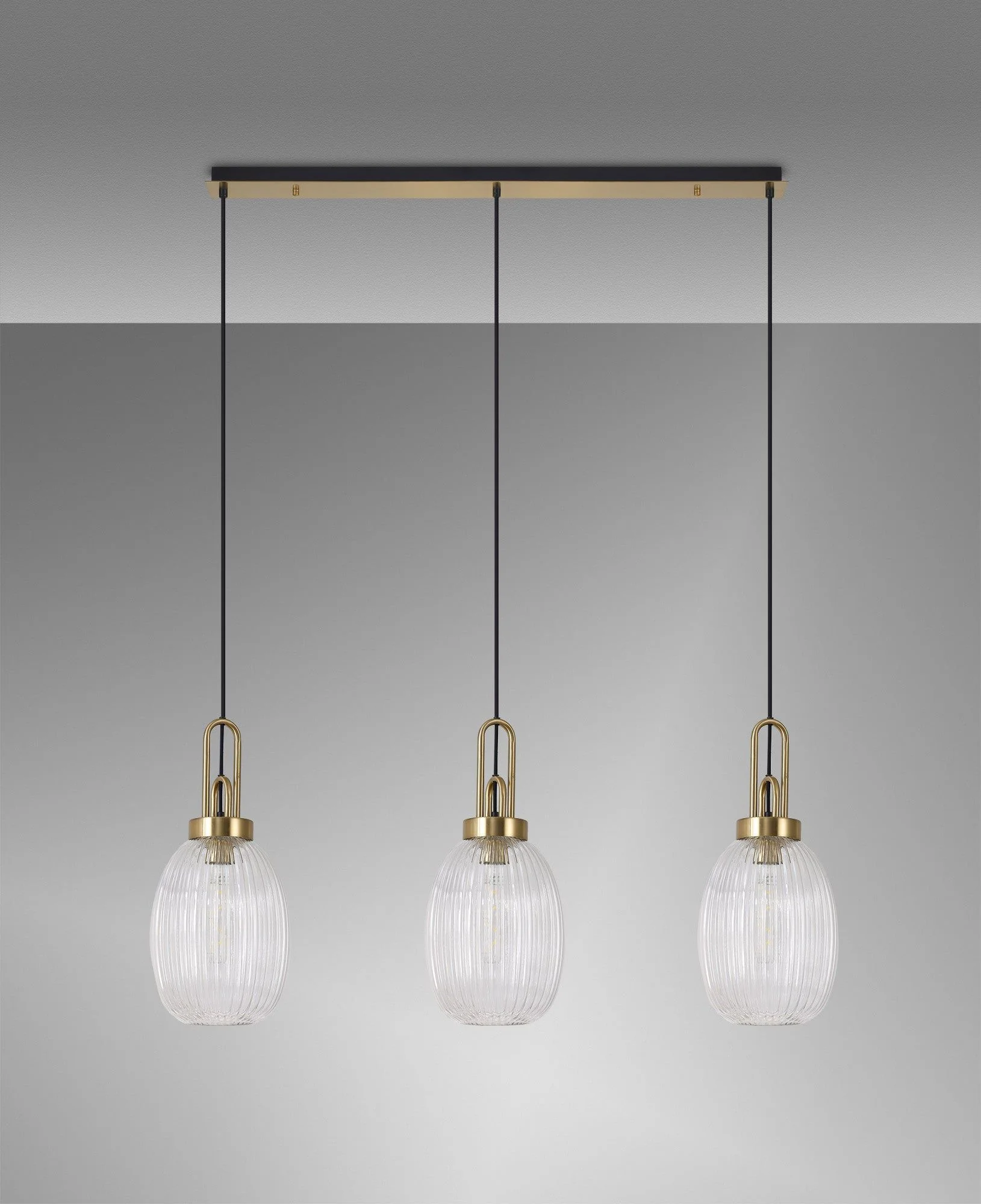 Cadiz 3L Kitchen/Island Ceiling Light E27 With Brass Gold & Matt Black With Various Glass Shade Colours IP20 - Image 12