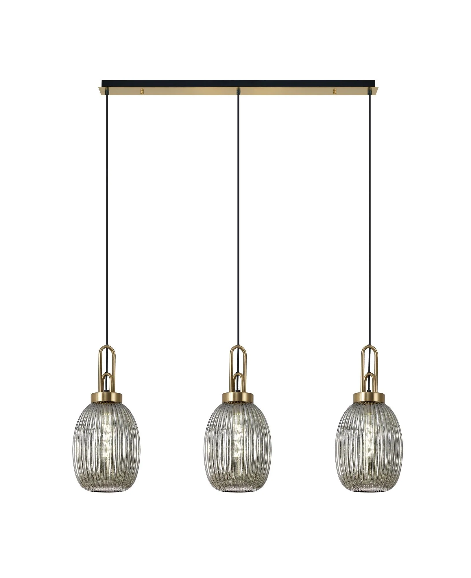 Cadiz 3L Kitchen/Island Ceiling Light E27 With Brass Gold & Matt Black With Various Glass Shade Colours IP20 - Image 13