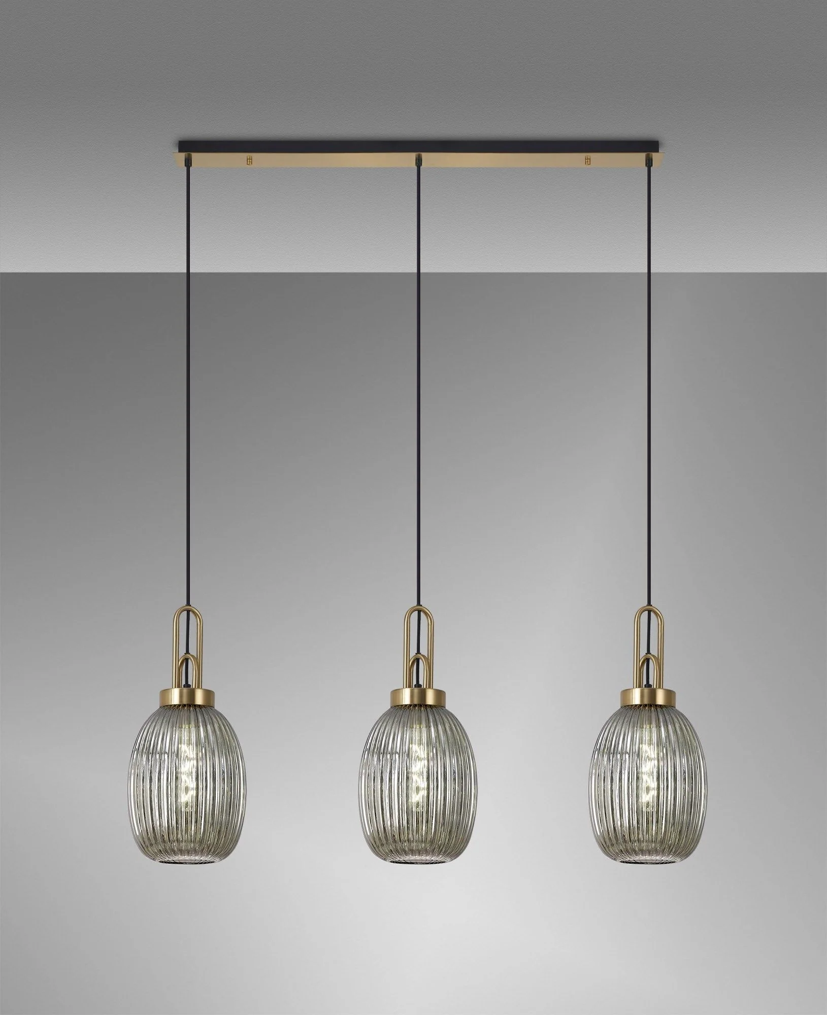 Cadiz 3L Kitchen/Island Ceiling Light E27 With Brass Gold & Matt Black With Various Glass Shade Colours IP20 - Image 14