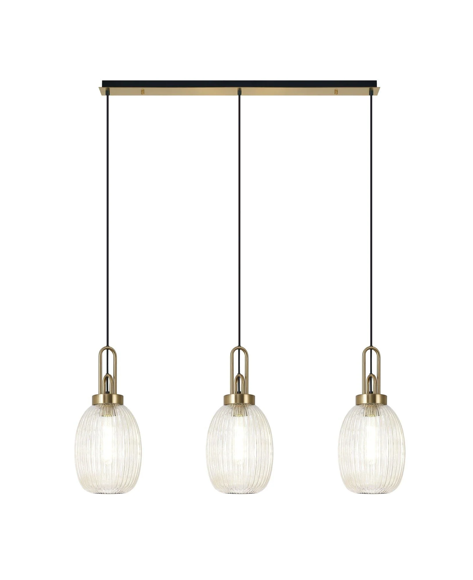 Cadiz 3L Kitchen/Island Ceiling Light E27 With Brass Gold & Matt Black With Various Glass Shade Colours IP20 - Image 15