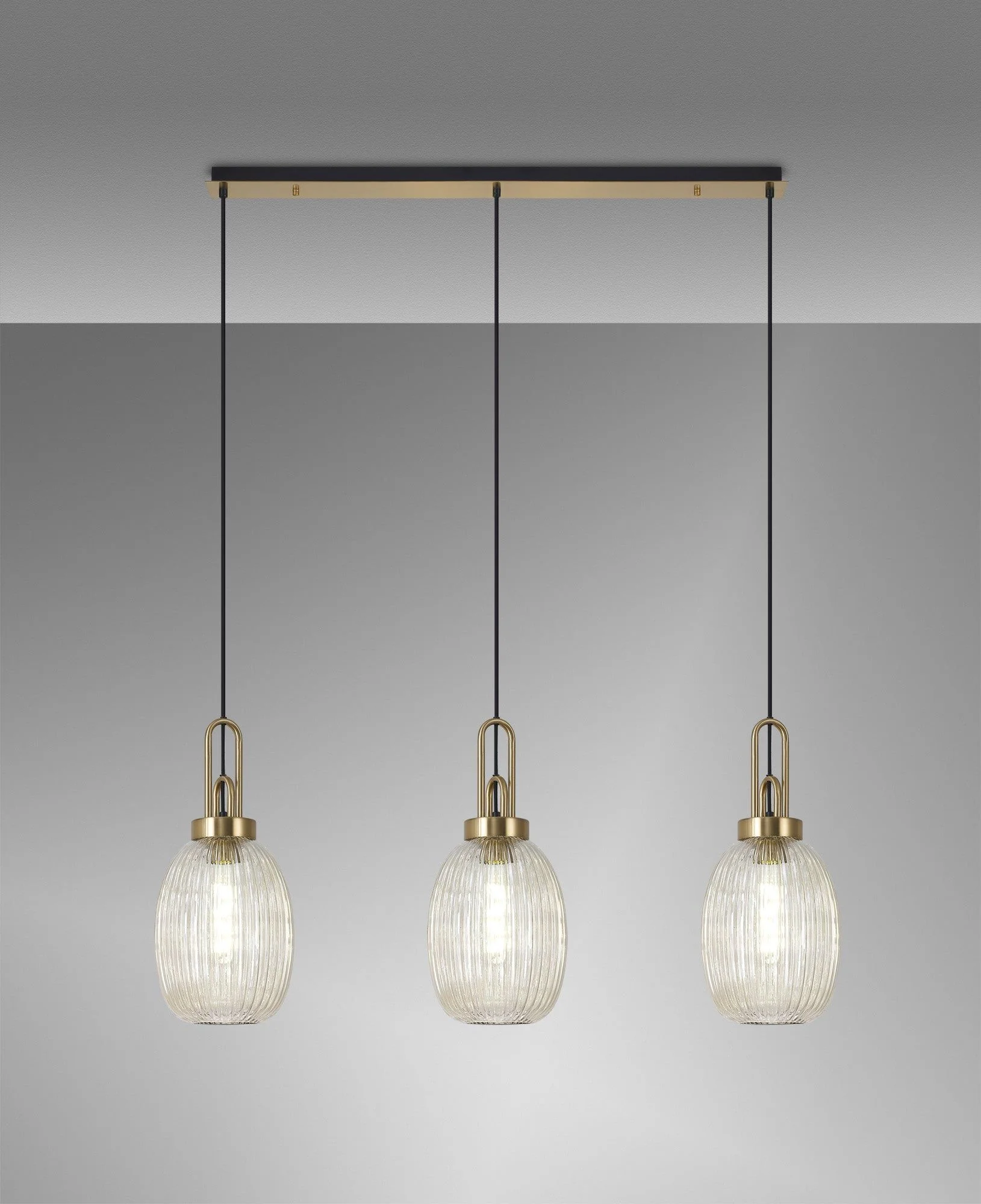 Cadiz 3L Kitchen/Island Ceiling Light E27 With Brass Gold & Matt Black With Various Glass Shade Colours IP20 - Image 16