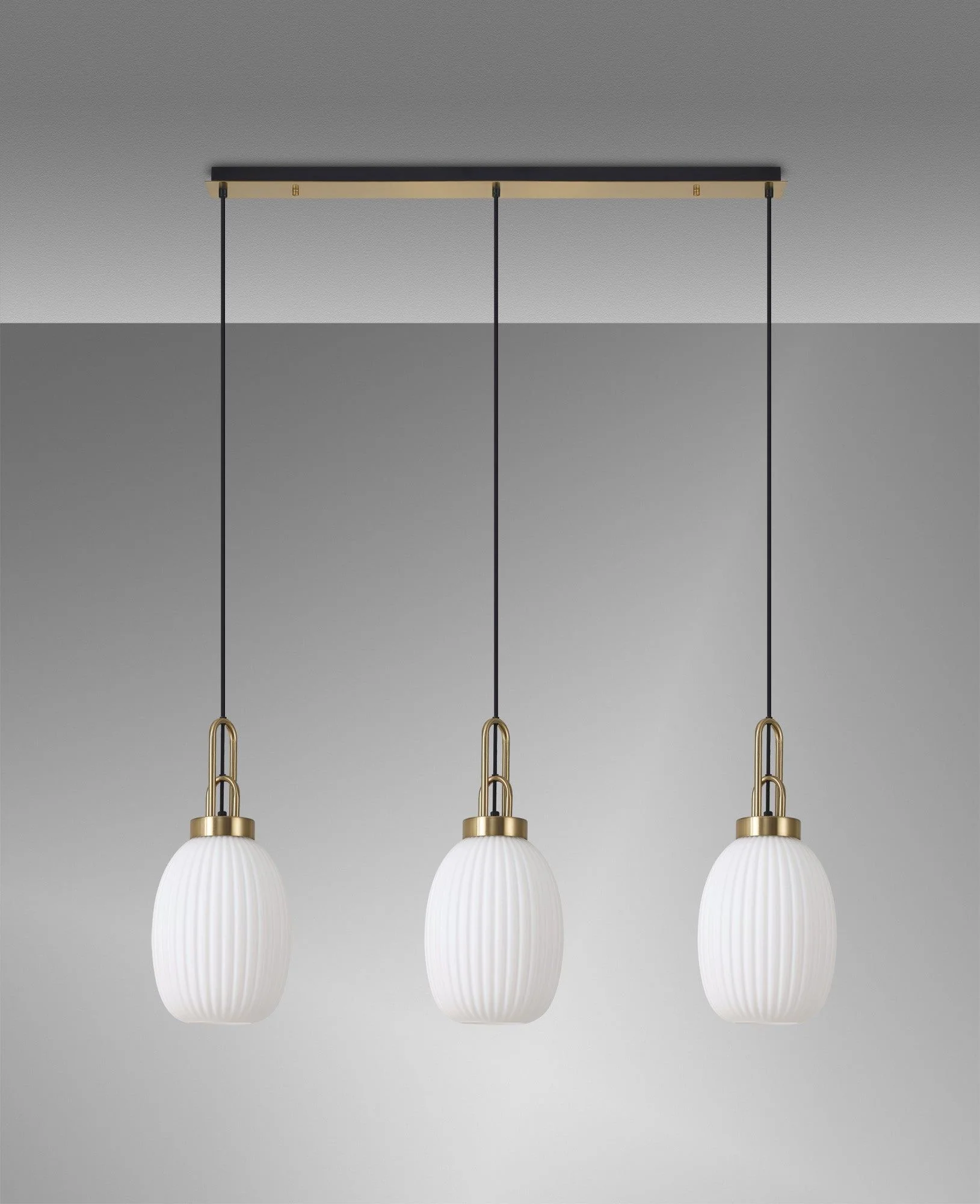 Cadiz 3L Kitchen/Island Ceiling Light E27 With Brass Gold & Matt Black With Various Glass Shade Colours IP20 - Image 18