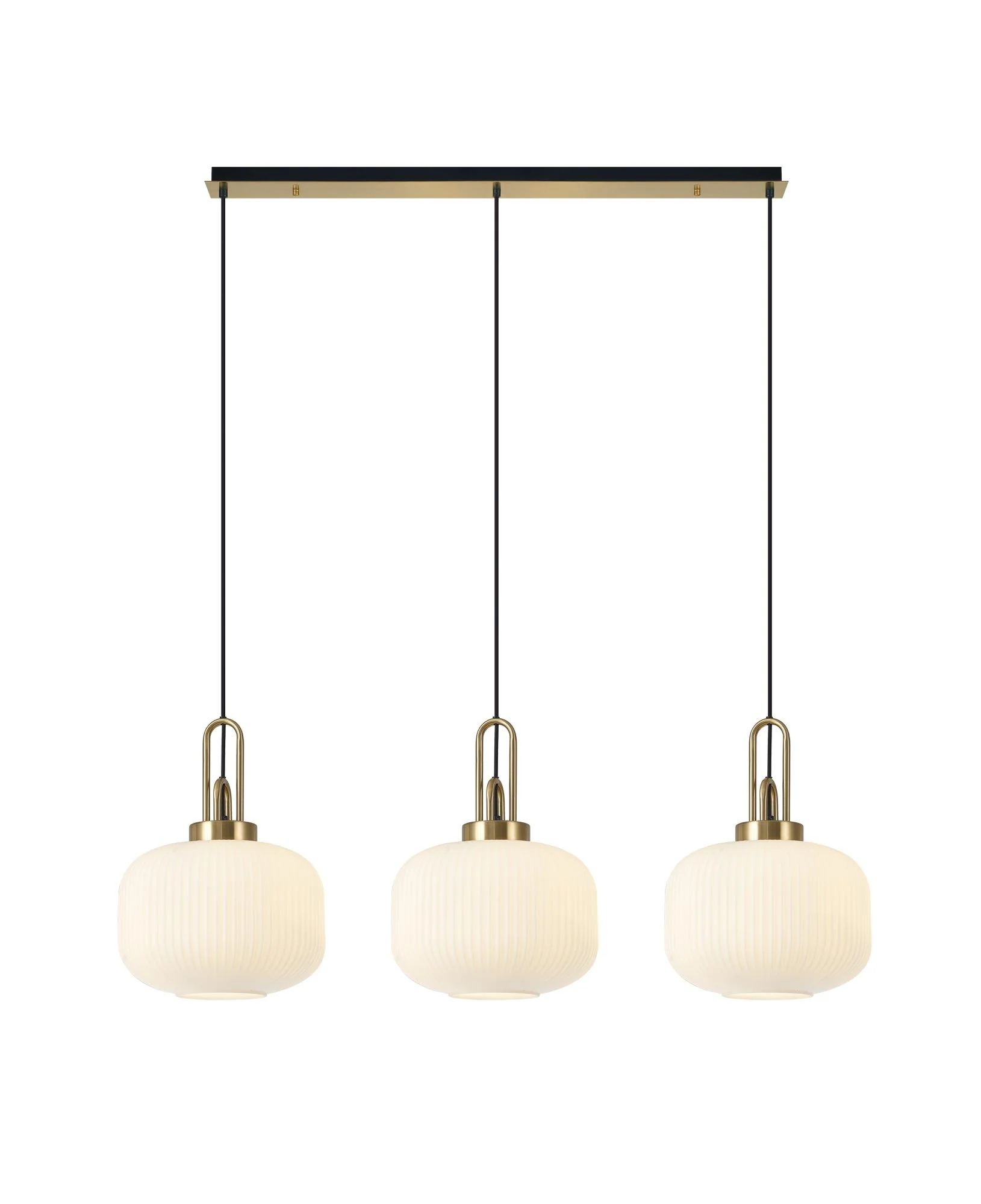 Cadiz 3L Kitchen/Island Ceiling Light E27 With Brass Gold & Matt Black With Various Glass Shade Colours IP20 - Image 5