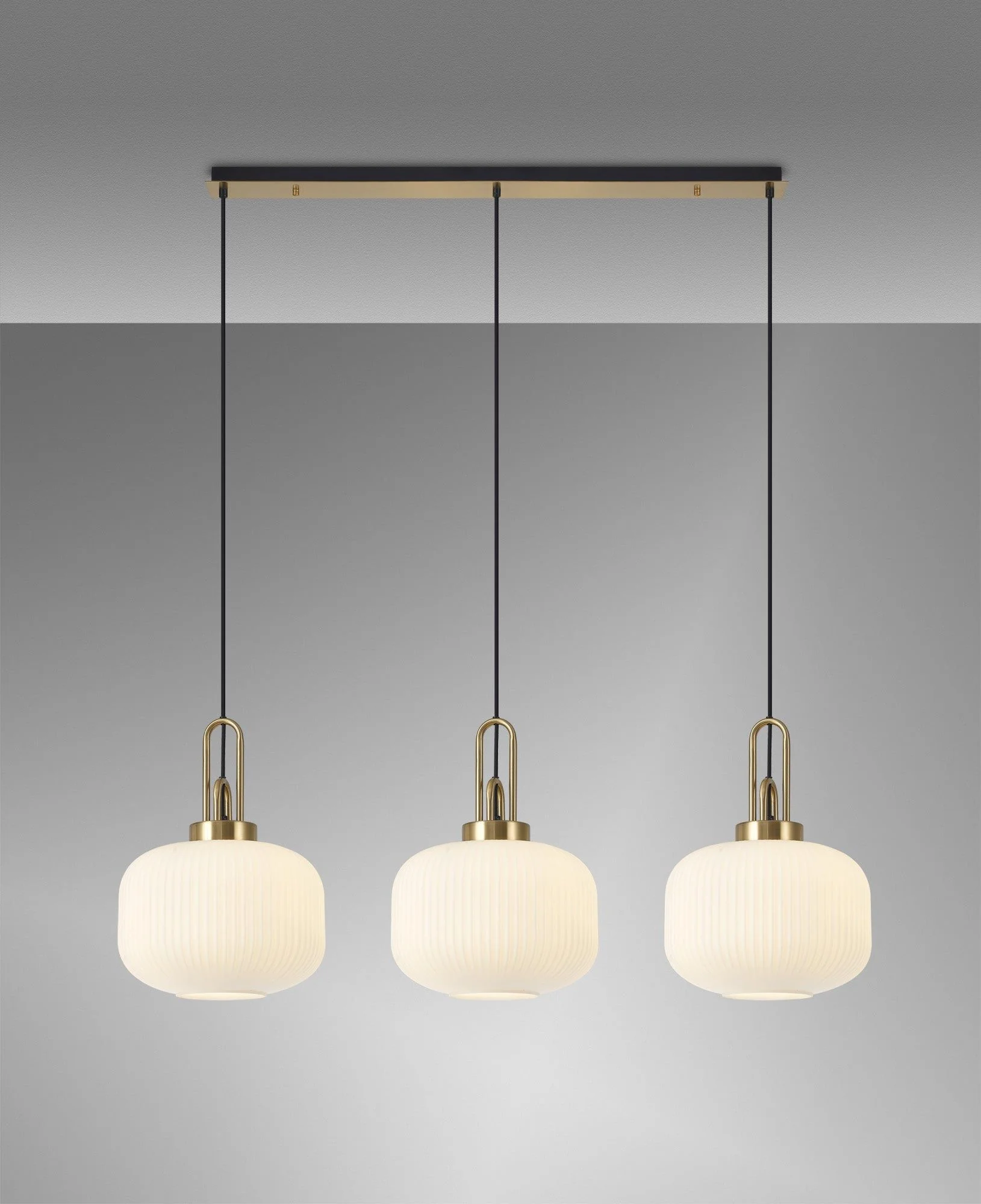 Cadiz 3L Kitchen/Island Ceiling Light E27 With Brass Gold & Matt Black With Various Glass Shade Colours IP20 - Image 6
